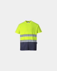 T-shirt bicolore cotone poliestere 175g da personalizzare - Giallo-Blu Navy