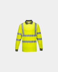 Polo maniche lunghe alta visibilità da personalizzare - Giallo