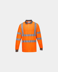 Polo maniche lunghe alta visibilità da personalizzare - Arancione