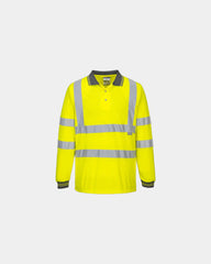 Polo alta visibilità maniche lunghe da personalizzare - Giallo