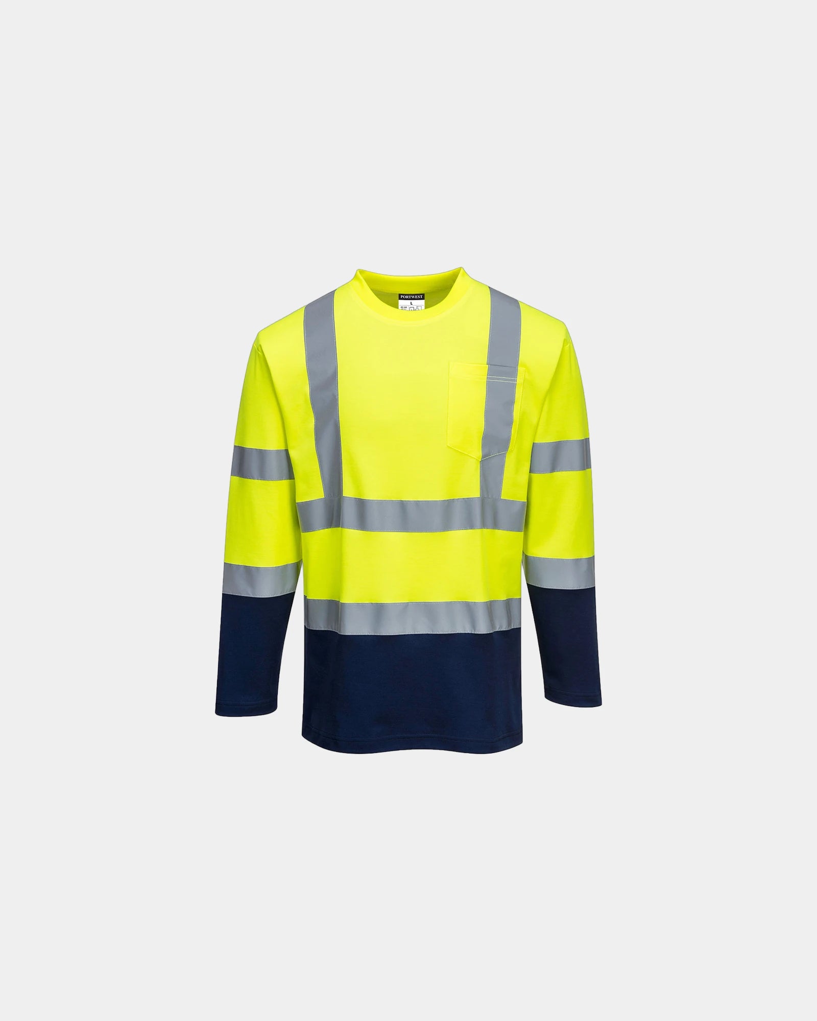 T-shirt maniche lunghe cotone bicolore da personalizzare - Giallo-Blu Navy
