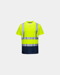 T-shirt bicolore alta visibilità da personalizzare - Giallo-Blu Navy