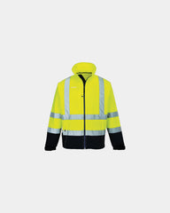 Softshell bicolore alta visibilità da personalizzare - Giallo-Blu Navy