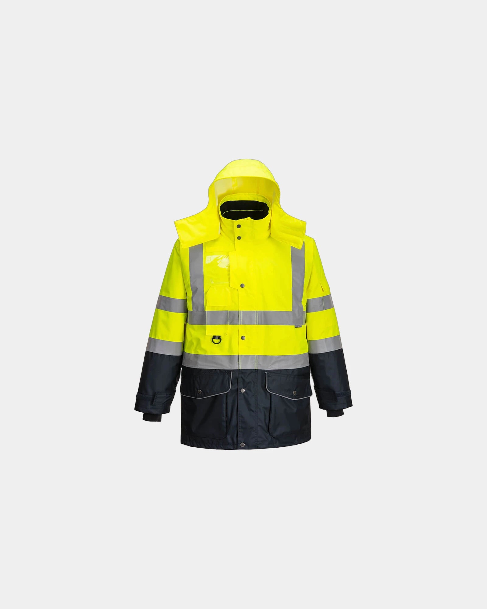 Parka alta visibilità impermeabile 7 in 1 da personalizzare - Giallo-Blu Navy