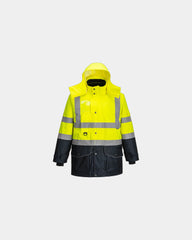 Parka alta visibilità impermeabile 7 in 1 da personalizzare - Giallo-Blu Navy