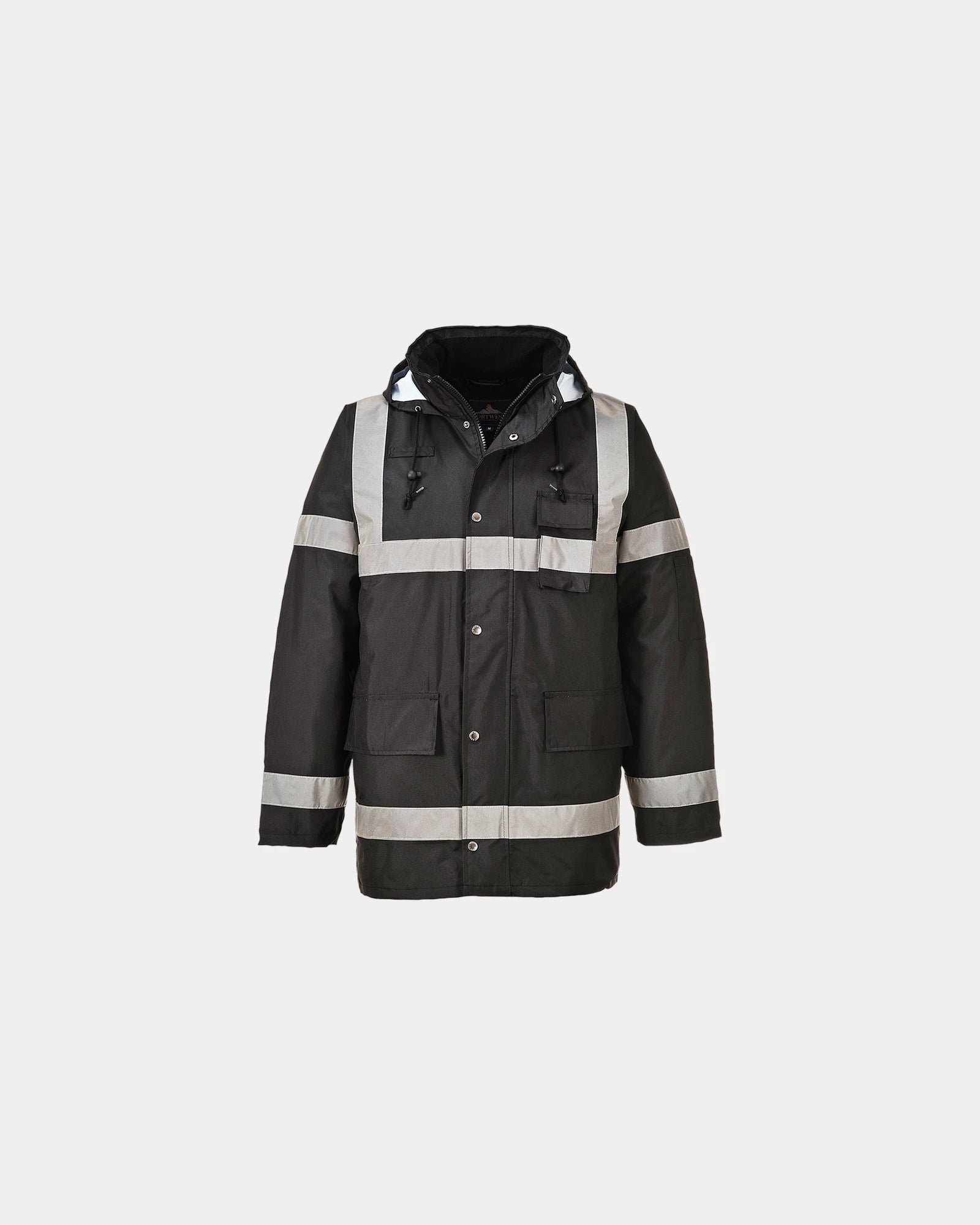 Parka Iona Lite poliestere alta visibilità da personalizzare - Nero-Blu Cielo