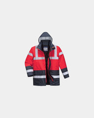 Parka bicolore impermeabile alta visibilità da personalizzare - Bordeaux