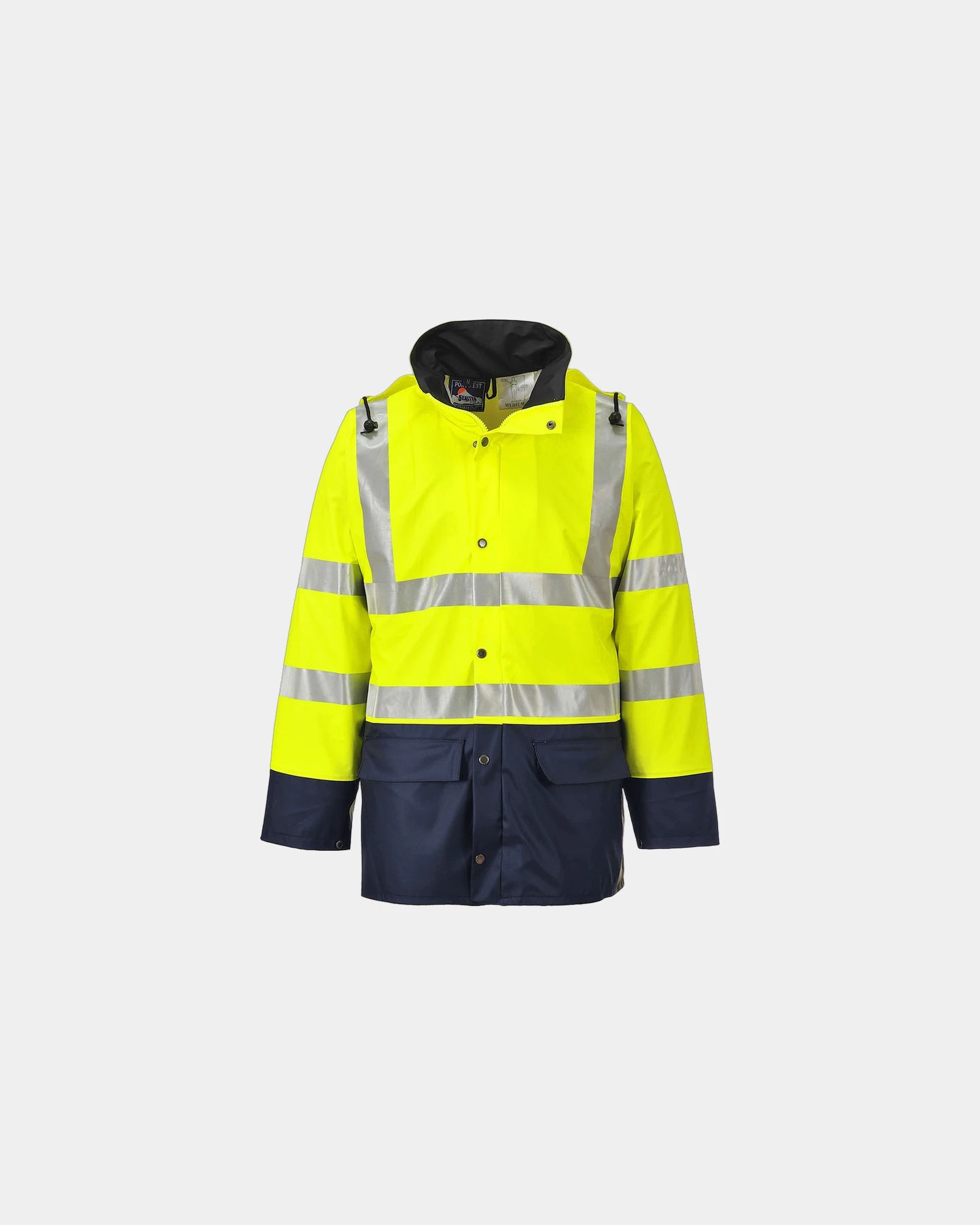 Giacca antipioggia bicolore impermeabile da personalizzare - Giallo-Blu Navy