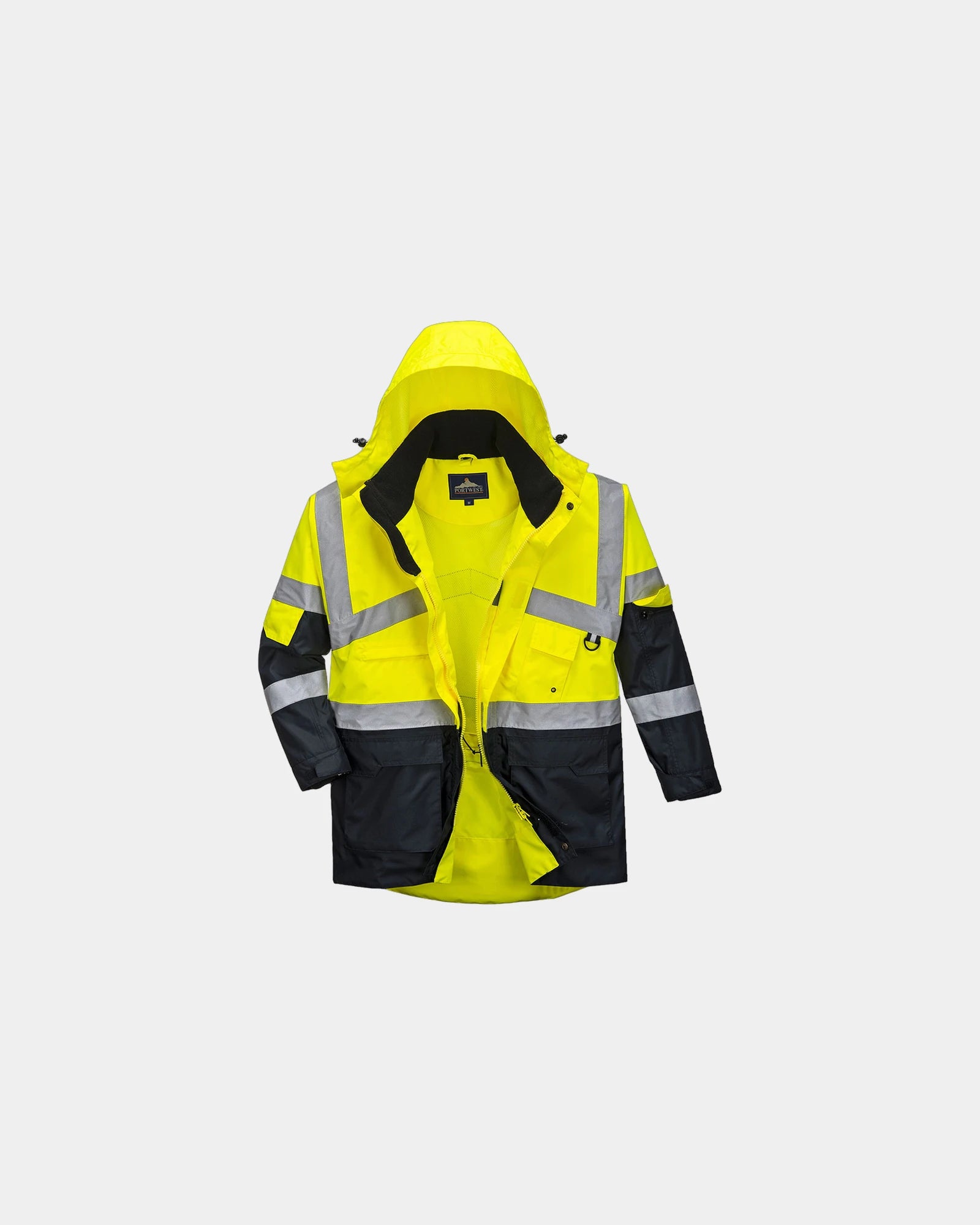 Parka bicolore traspirante alta visibilità da personalizzare - Giallo-Blu Navy