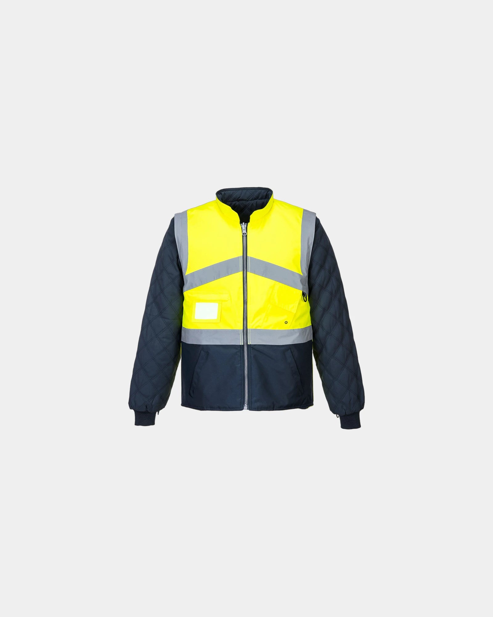 Gilet alta visibilità bicolore maniche rimovibili da personalizzare - Giallo-Blu Navy