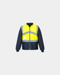 Gilet alta visibilità bicolore maniche rimovibili da personalizzare - Giallo-Blu Navy