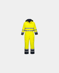 Tuta da pioggia ignifuga alta visibilità da personalizzare - Giallo-Blu Navy