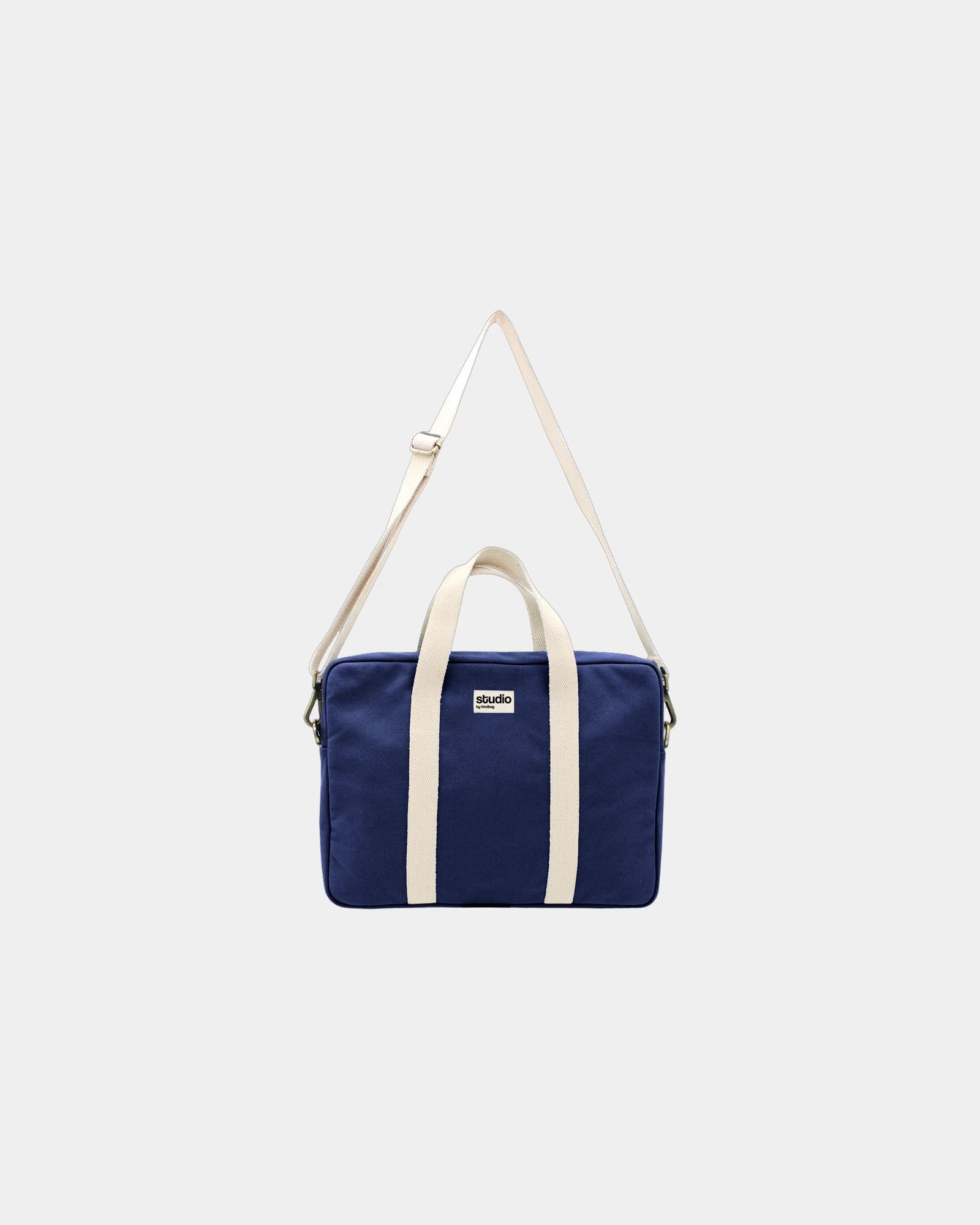 Borsa per computer in cotone bio Hindbag Luis da personalizzare - Navy