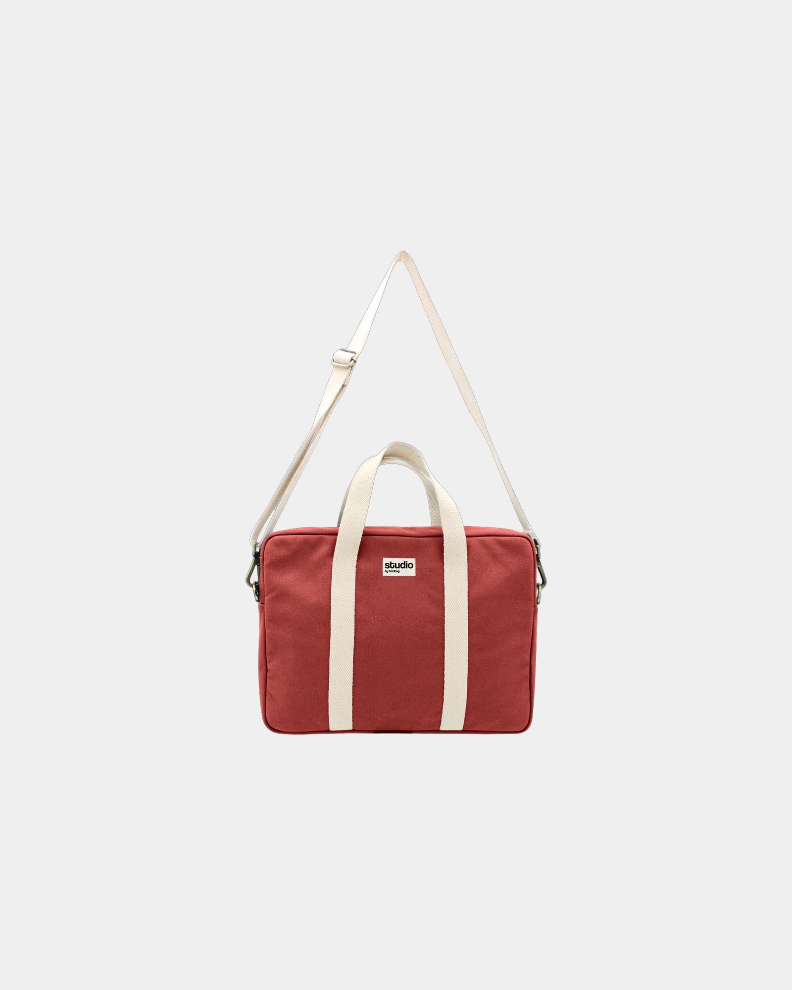 Borsa per computer in cotone bio Hindbag Luis da personalizzare - Brick Red