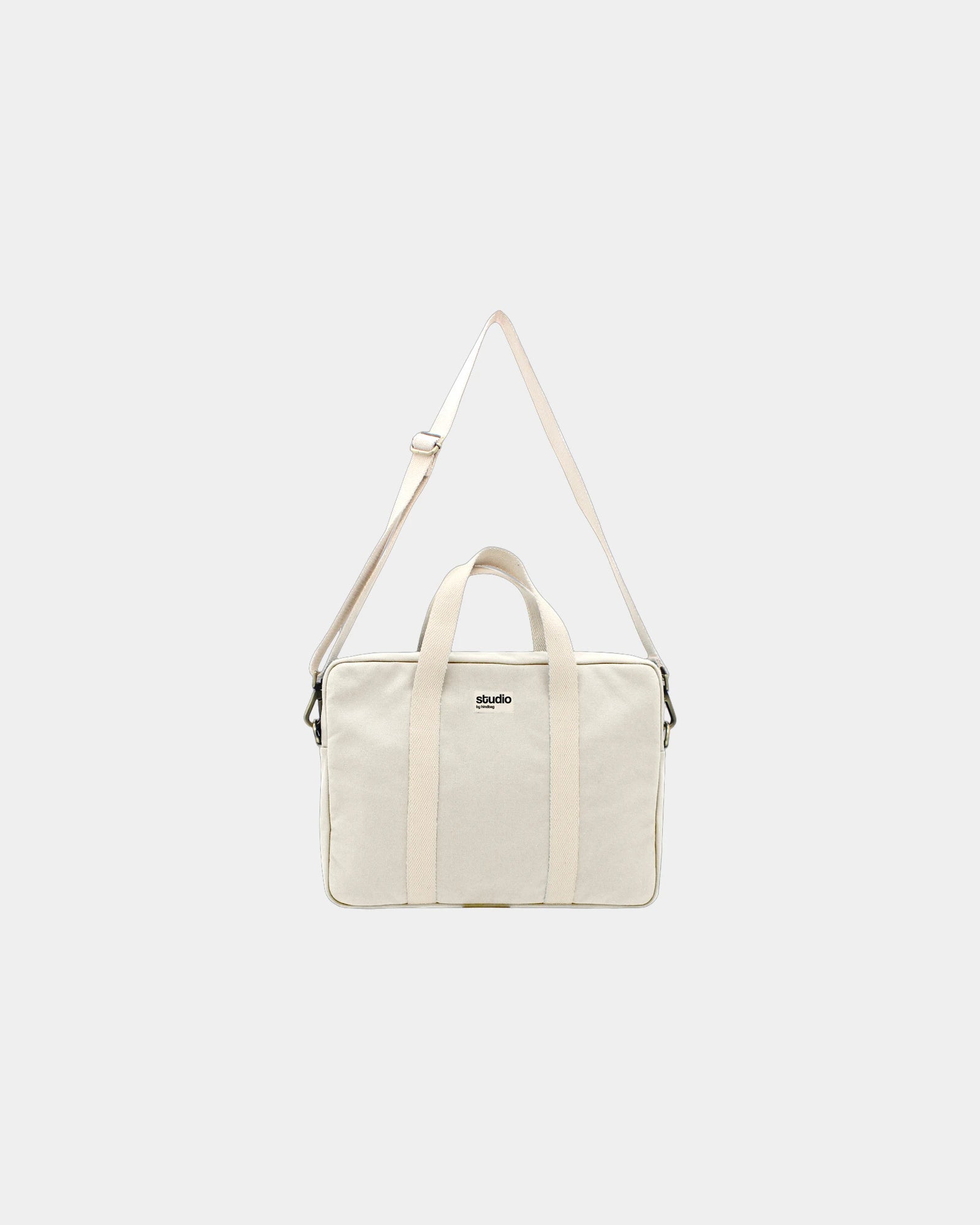 Borsa per computer in cotone bio Hindbag Luis da personalizzare - Ecru