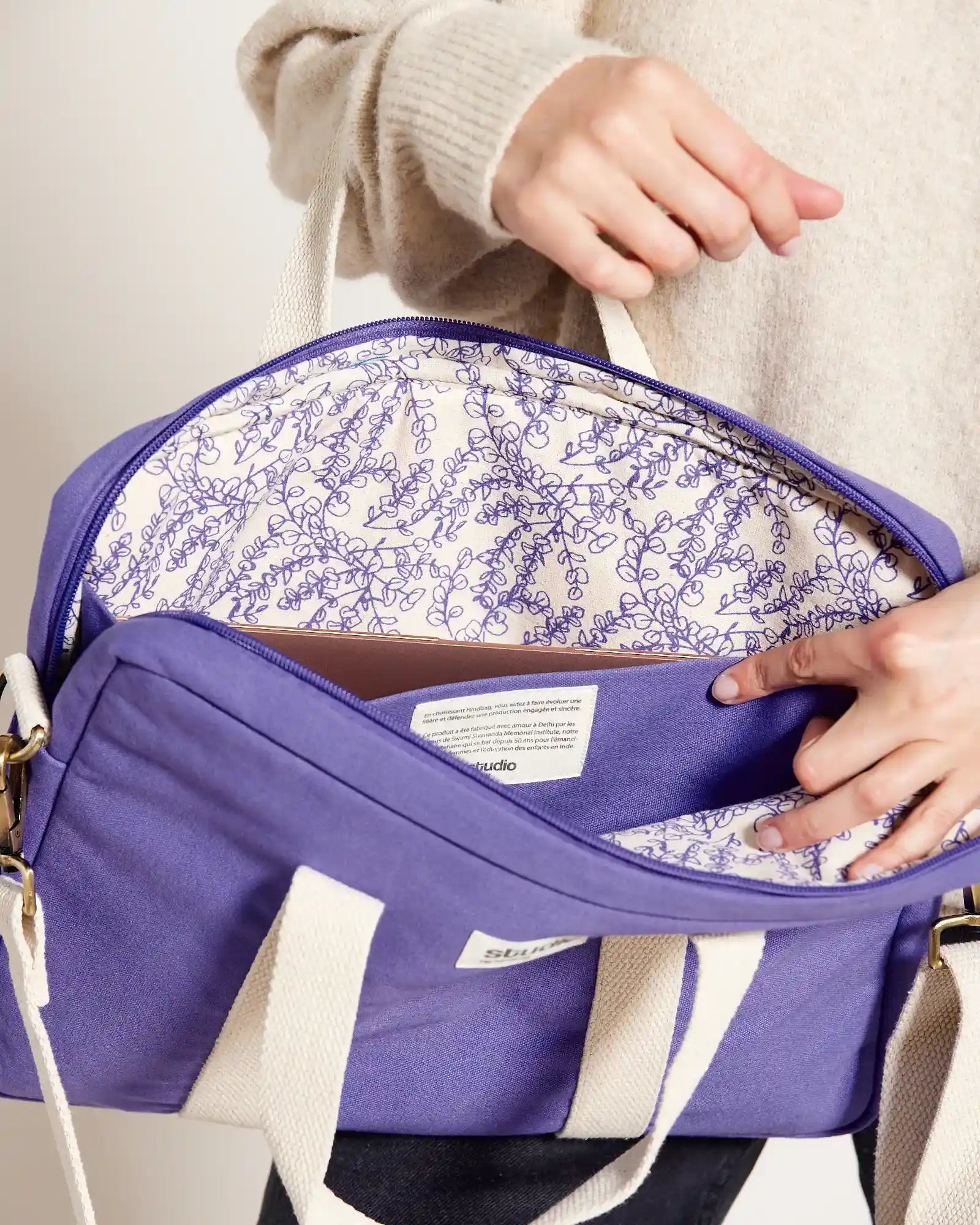 Borsa per computer in cotone bio Hindbag Luis da personalizzare - 19