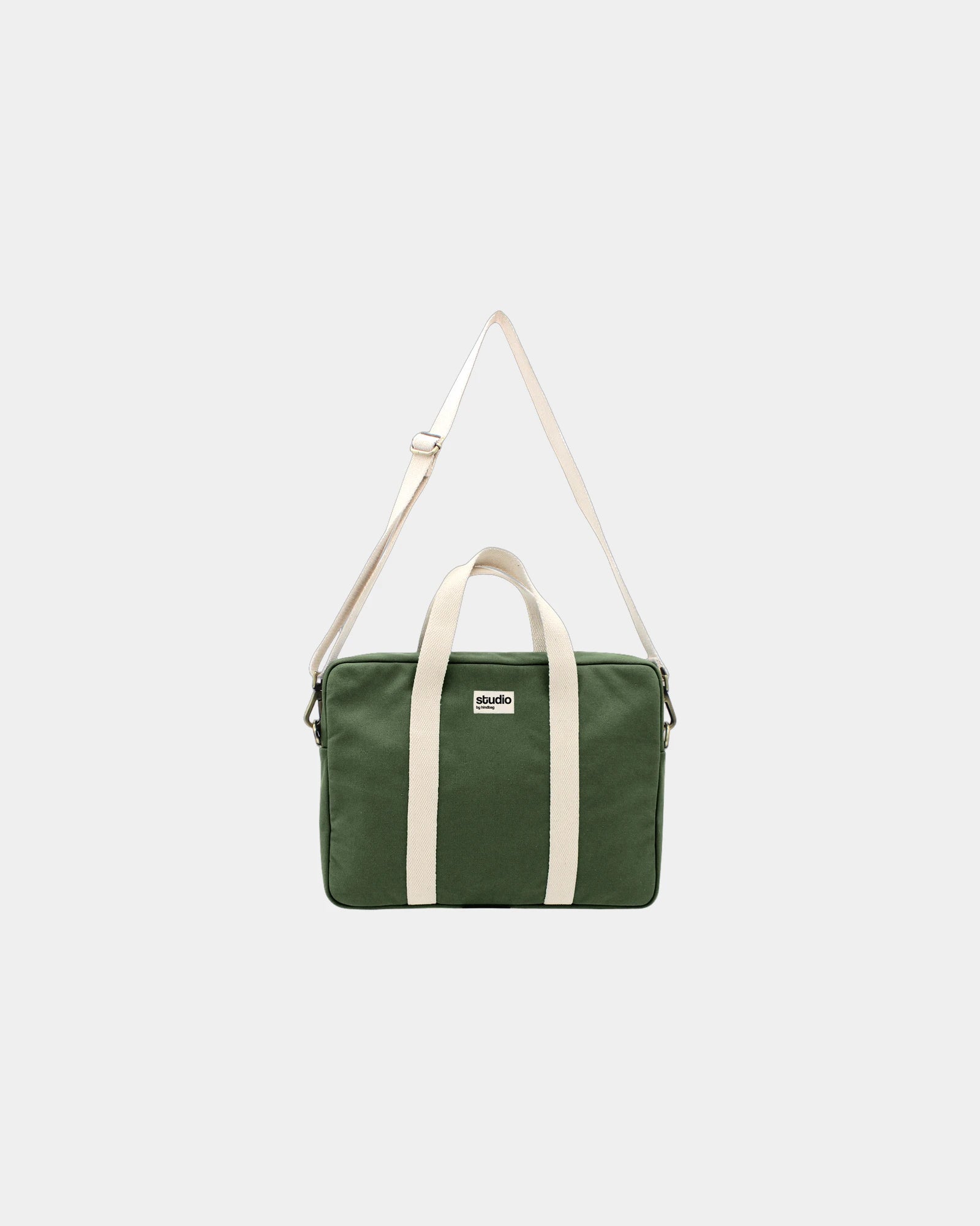 Borsa per computer in cotone bio Hindbag Luis da personalizzare - Olive