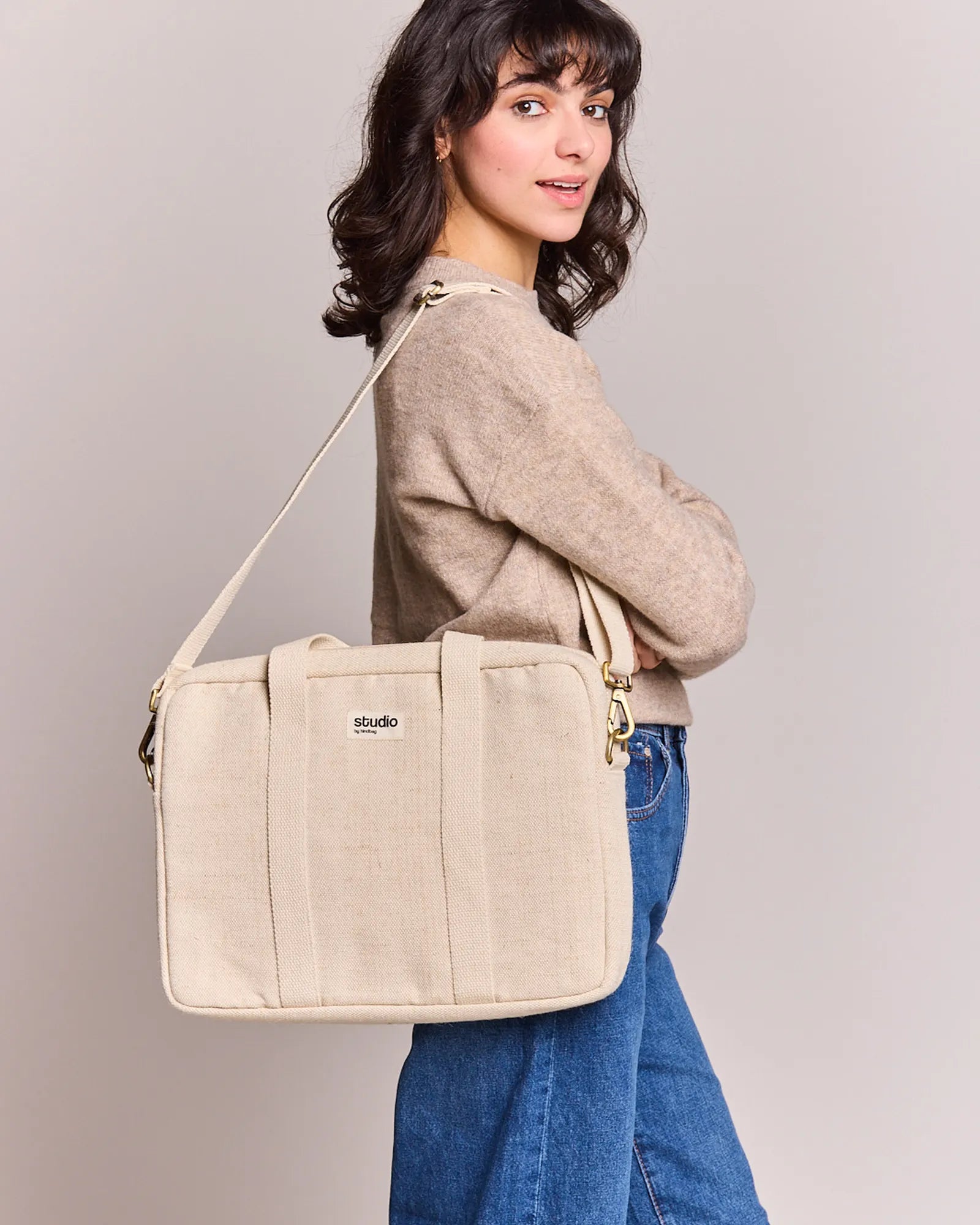Borsa per computer in cotone bio Hindbag Luis da personalizzare - 25