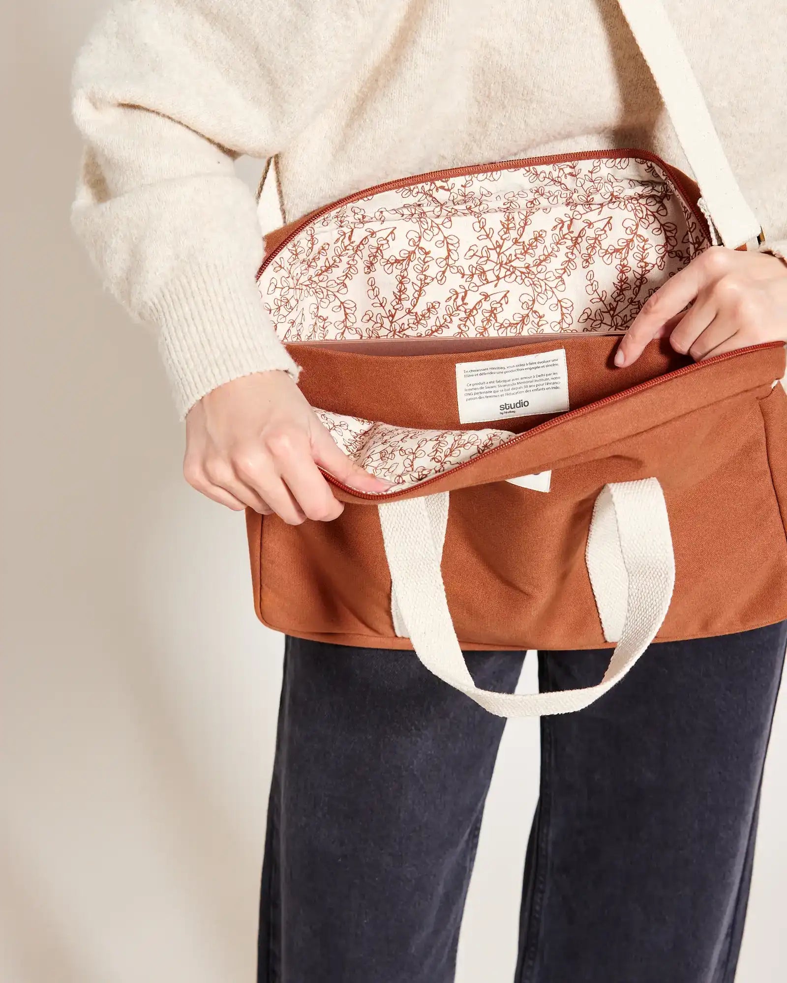 Borsa per computer in cotone bio Hindbag Luis da personalizzare - 15