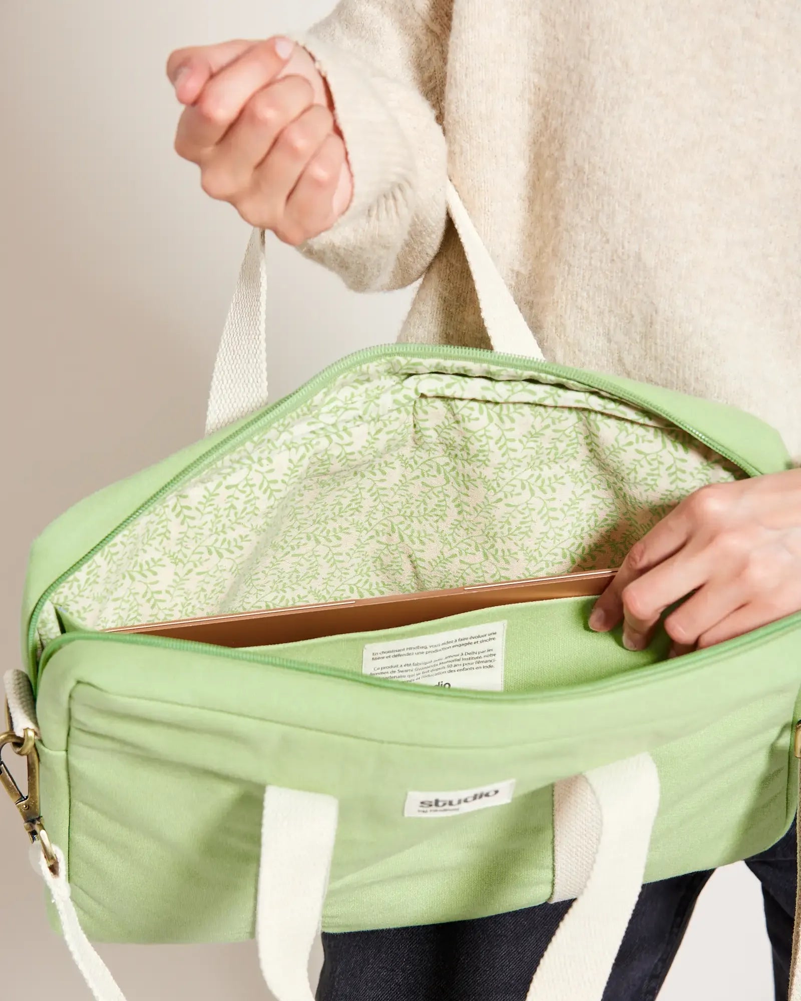 Borsa per computer in cotone bio Hindbag Luis da personalizzare - 17