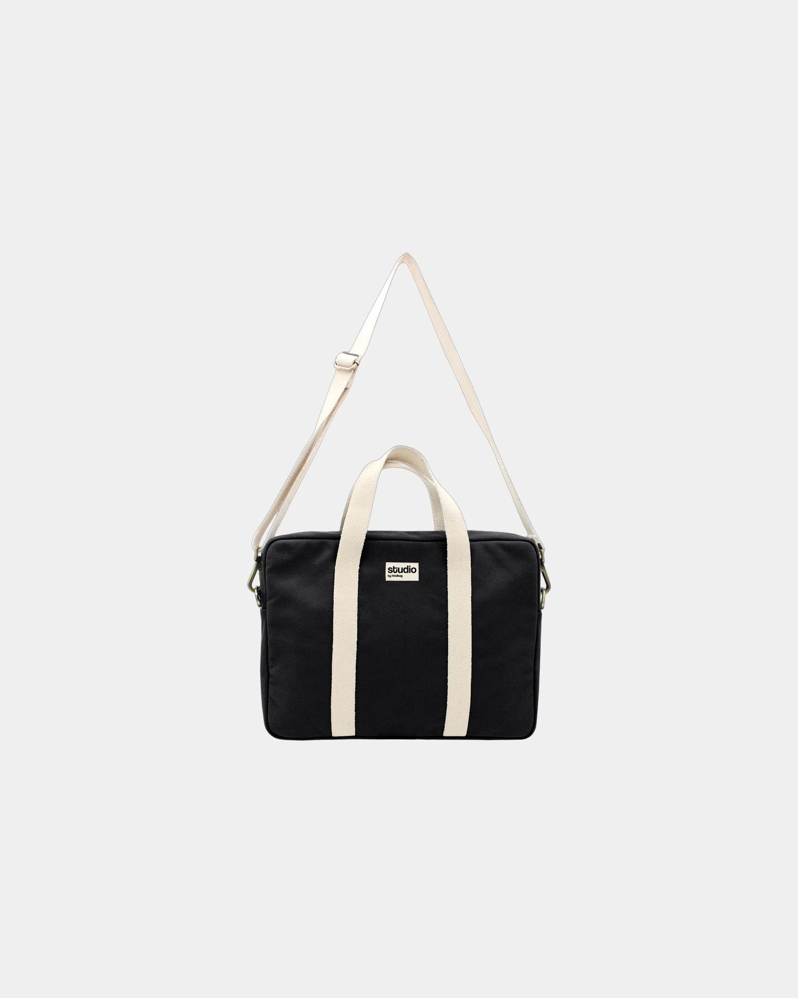 Borsa per computer in cotone bio Hindbag Luis da personalizzare - Black