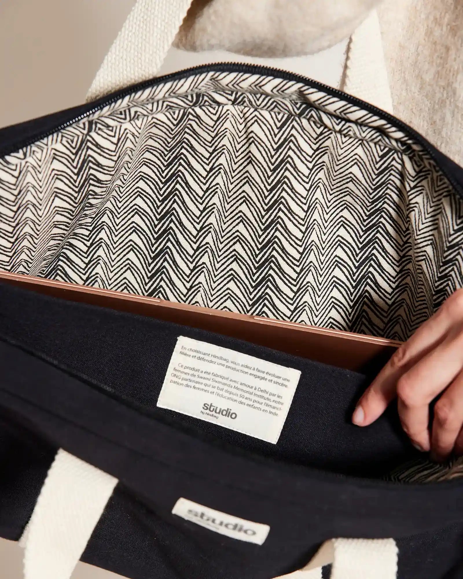 Borsa per computer in cotone bio Hindbag Luis da personalizzare - 3