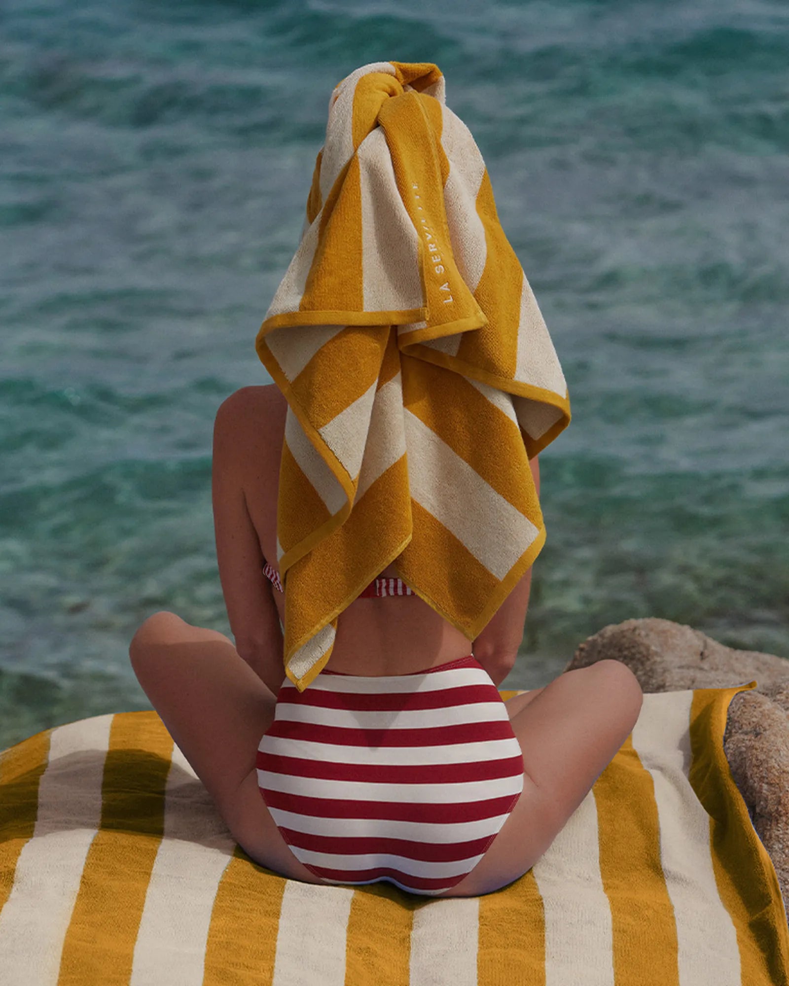 Asciugamano da spiaggia La Serviette Riviera 170x170 da personalizzare - 20