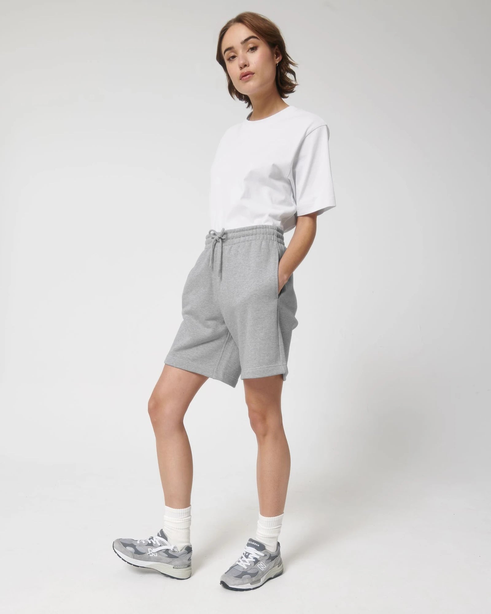 Short felpa cotone bio Stanley/Stella Boarder da personalizzare - Grigio melange