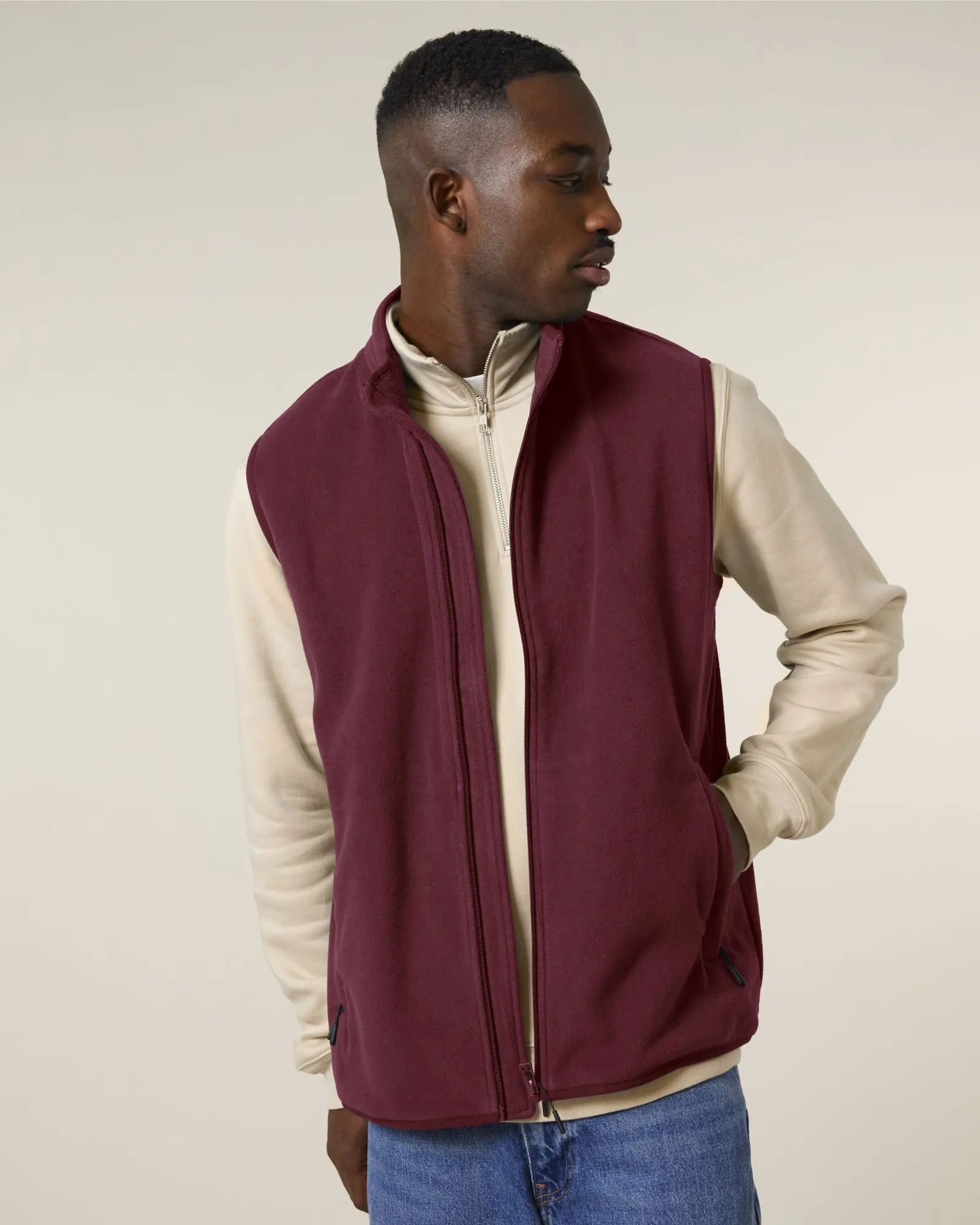 Gilet in pile Stanley/Stella Quester da personalizzare - Bordeaux