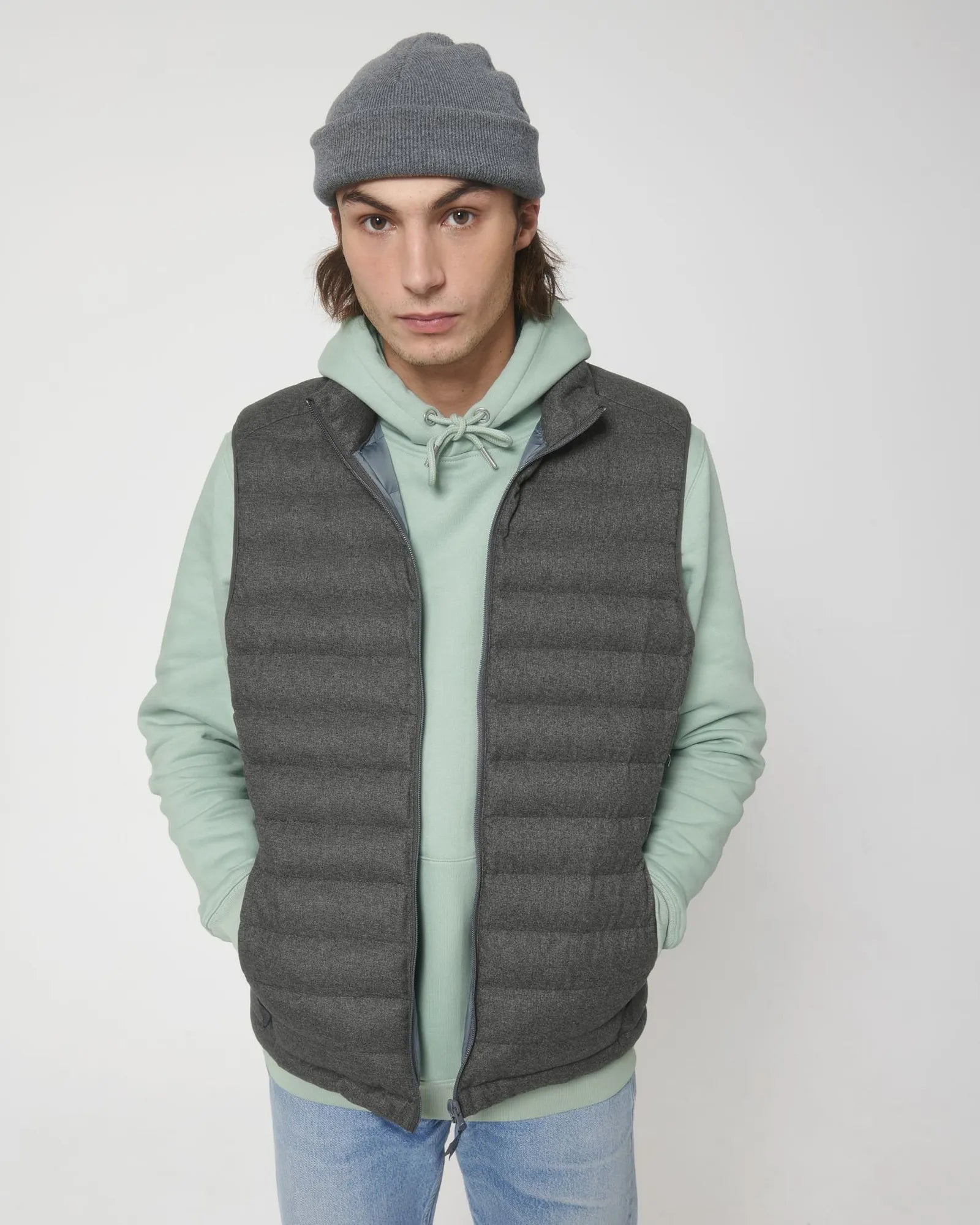 Gilet smanicato riciclato Stanley/Stella Climber da personalizzare - Grigio melange metallizzato profondo