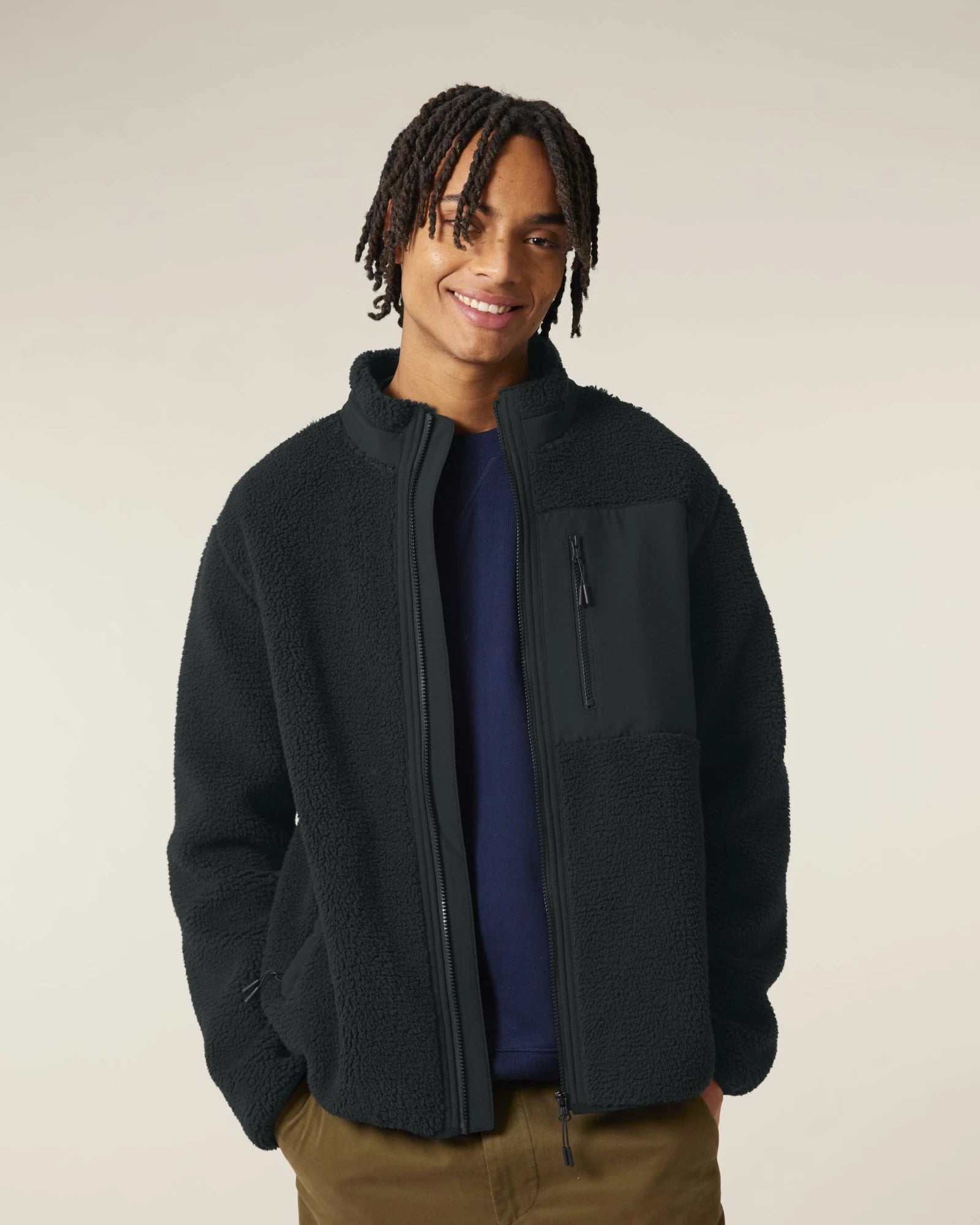 Giacca sherpa riciclata Stanley/Stella Brooker da personalizzare - Nero