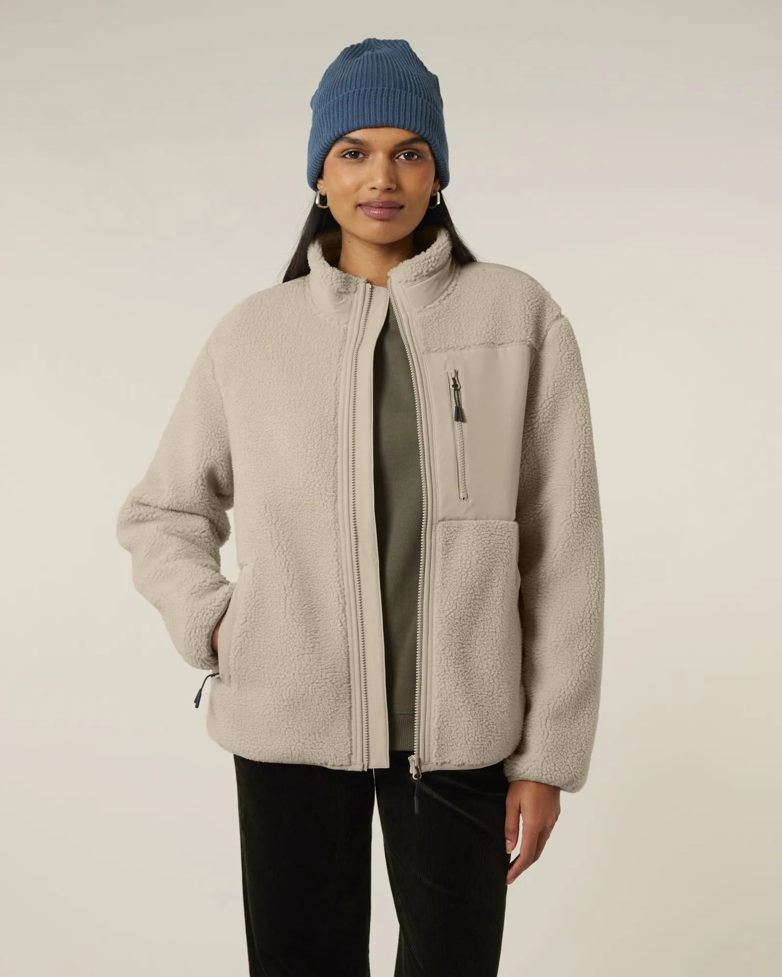 Giacca sherpa riciclata Stanley/Stella Brooker da personalizzare - Desert Dust
