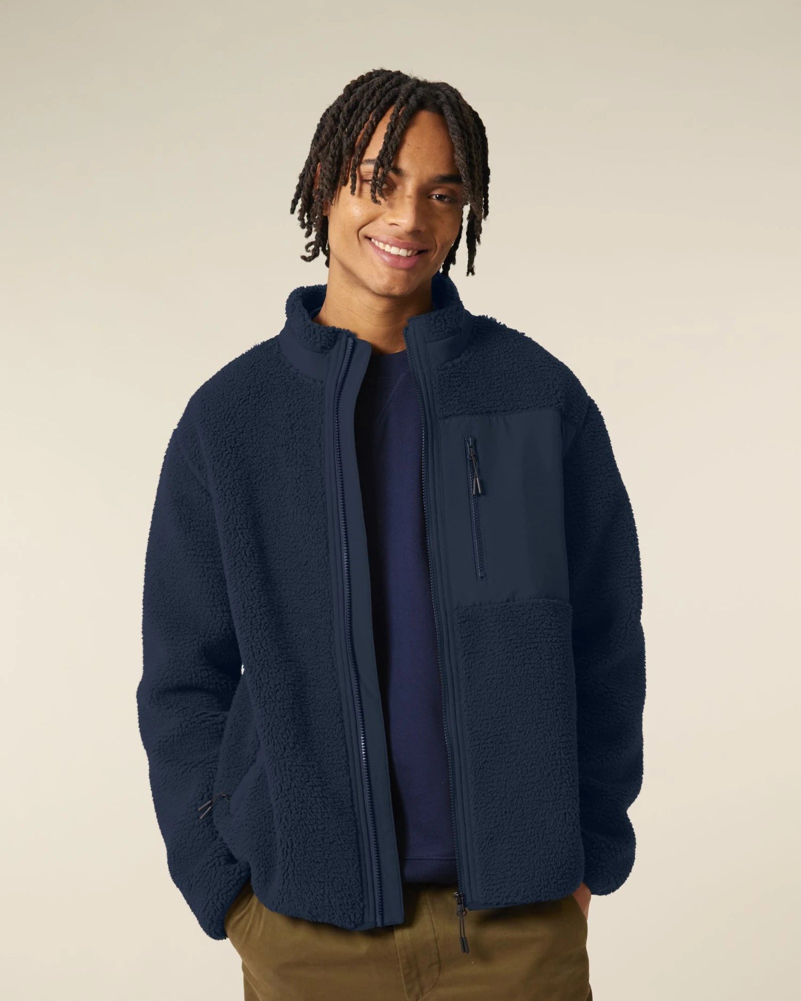 Giacca sherpa riciclata Stanley/Stella Brooker da personalizzare - Blu Navy