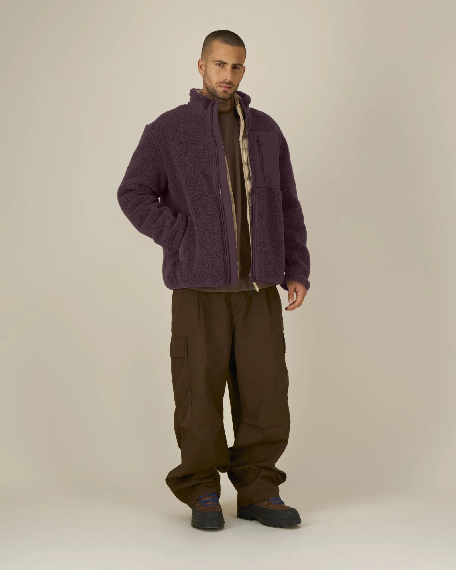 Giacca sherpa riciclata Stanley/Stella Brooker da personalizzare - Marrone Rossastro