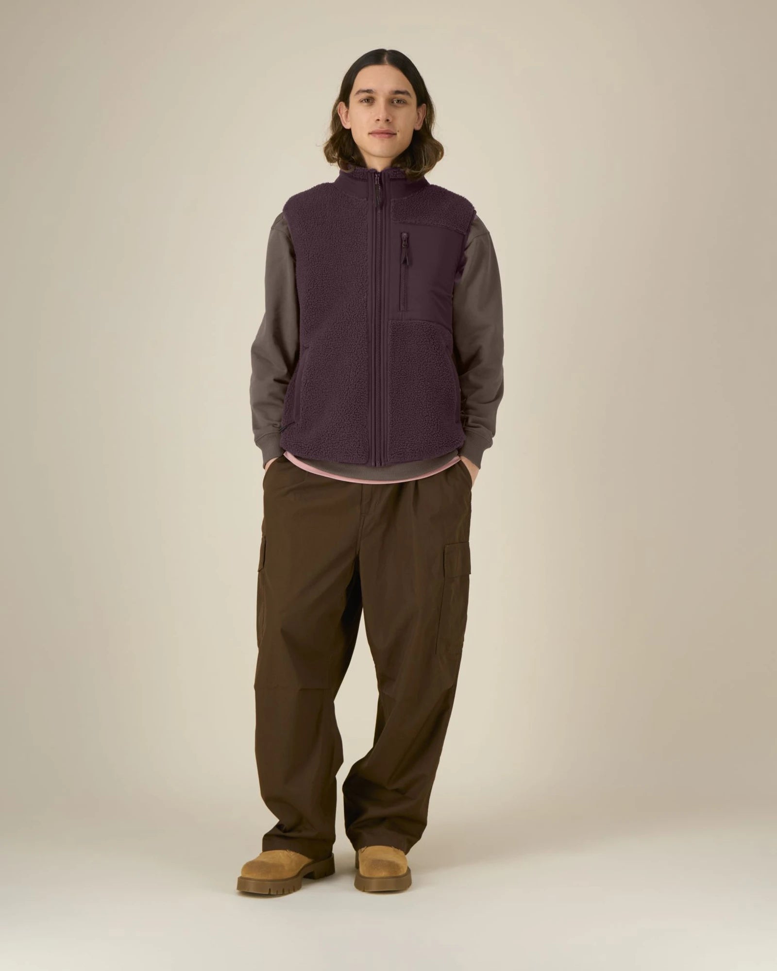 Gilet sherpa Stanley/Stella riciclato da personalizzare - Marrone Rossastro