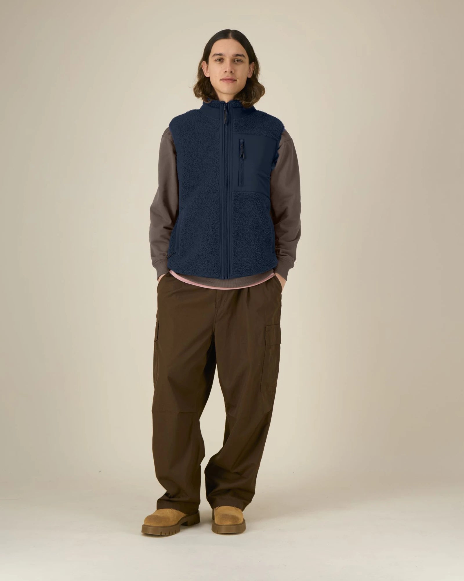 Gilet sherpa Stanley/Stella riciclato da personalizzare - Blu Navy