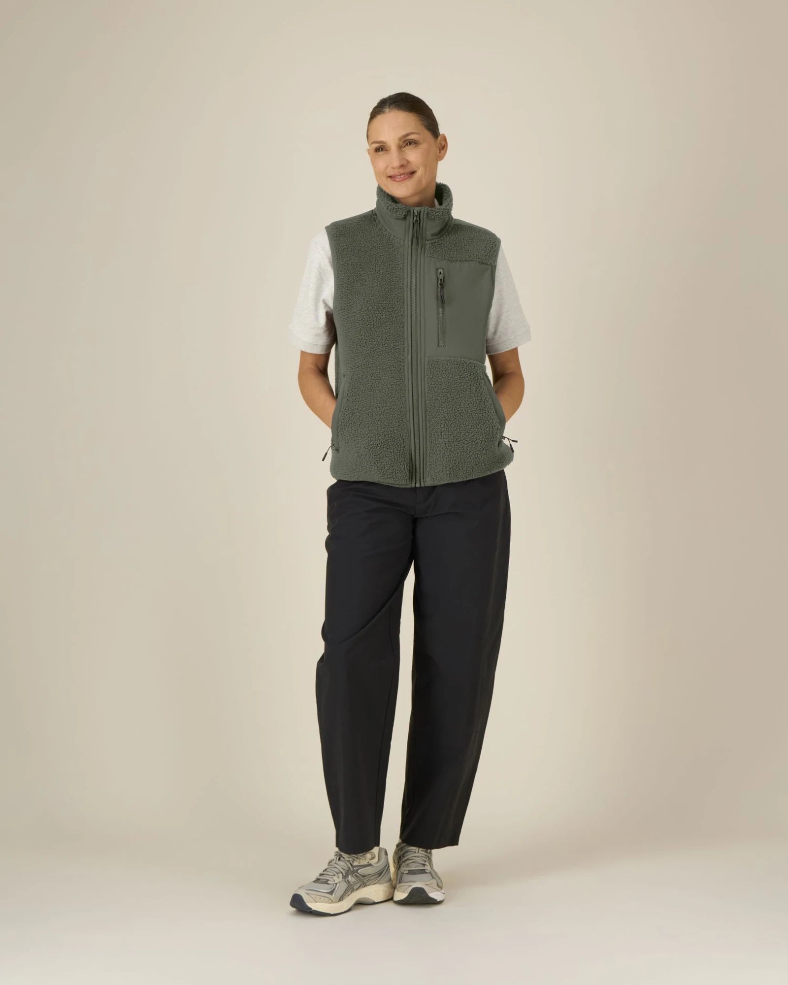 Gilet sherpa Stanley/Stella riciclato da personalizzare - Kaki
