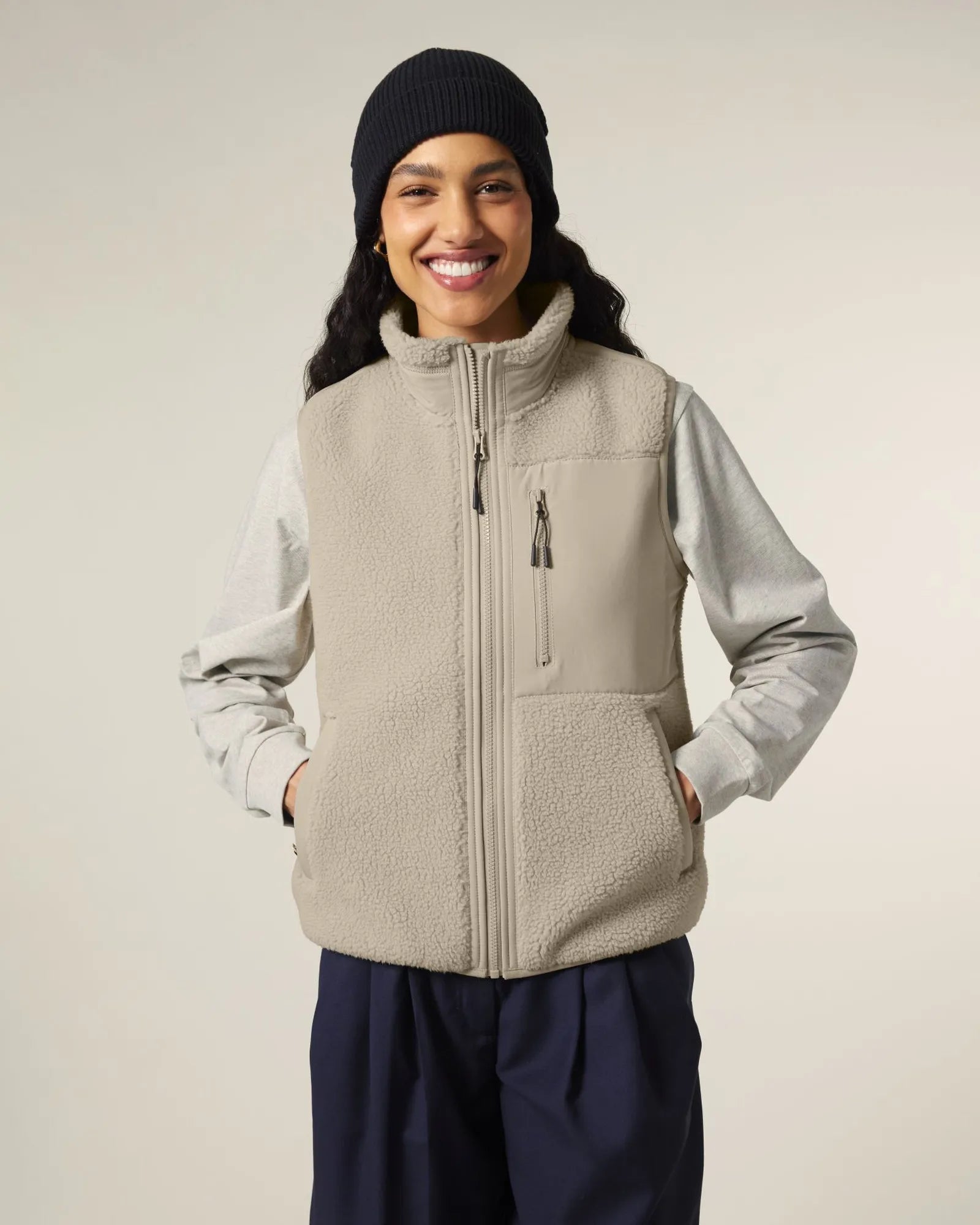 Gilet sherpa Stanley/Stella riciclato da personalizzare - Desert Dust