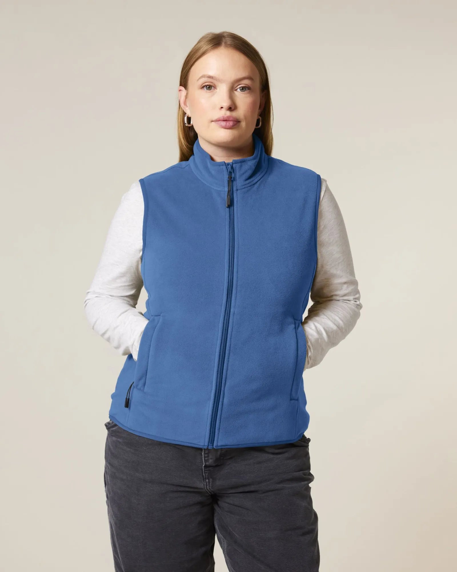 Gilet in pile riciclato Stanley/Stella Quester da personalizzare - Blu Mindful