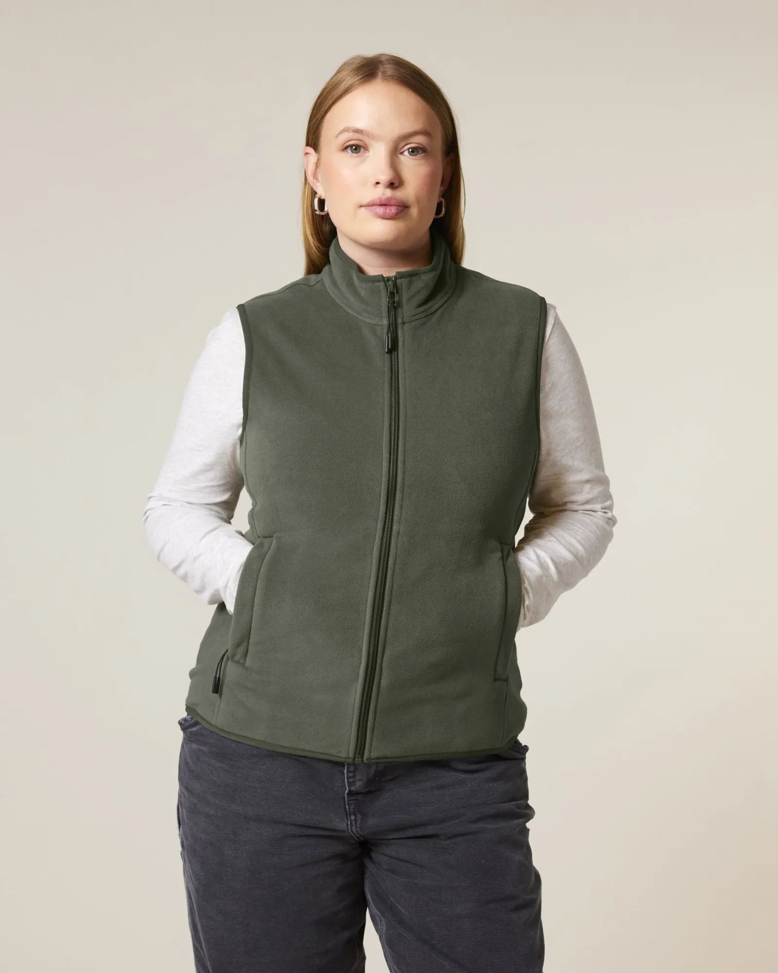Gilet in pile riciclato Stanley/Stella Quester da personalizzare - Kaki