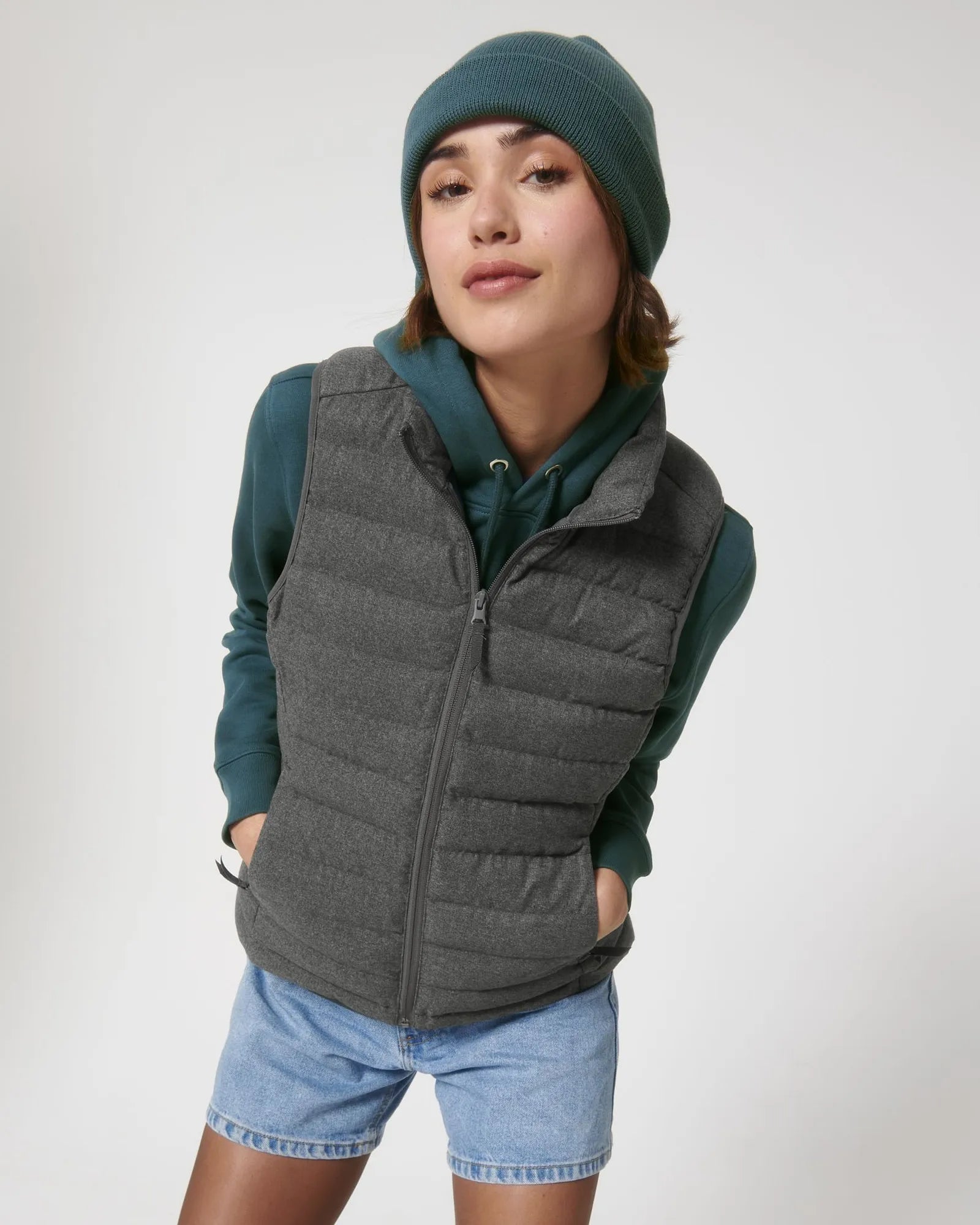 Gilet donna riciclato Stanley/Stella Climber da personalizzare - Grigio melange metallizzato profondo