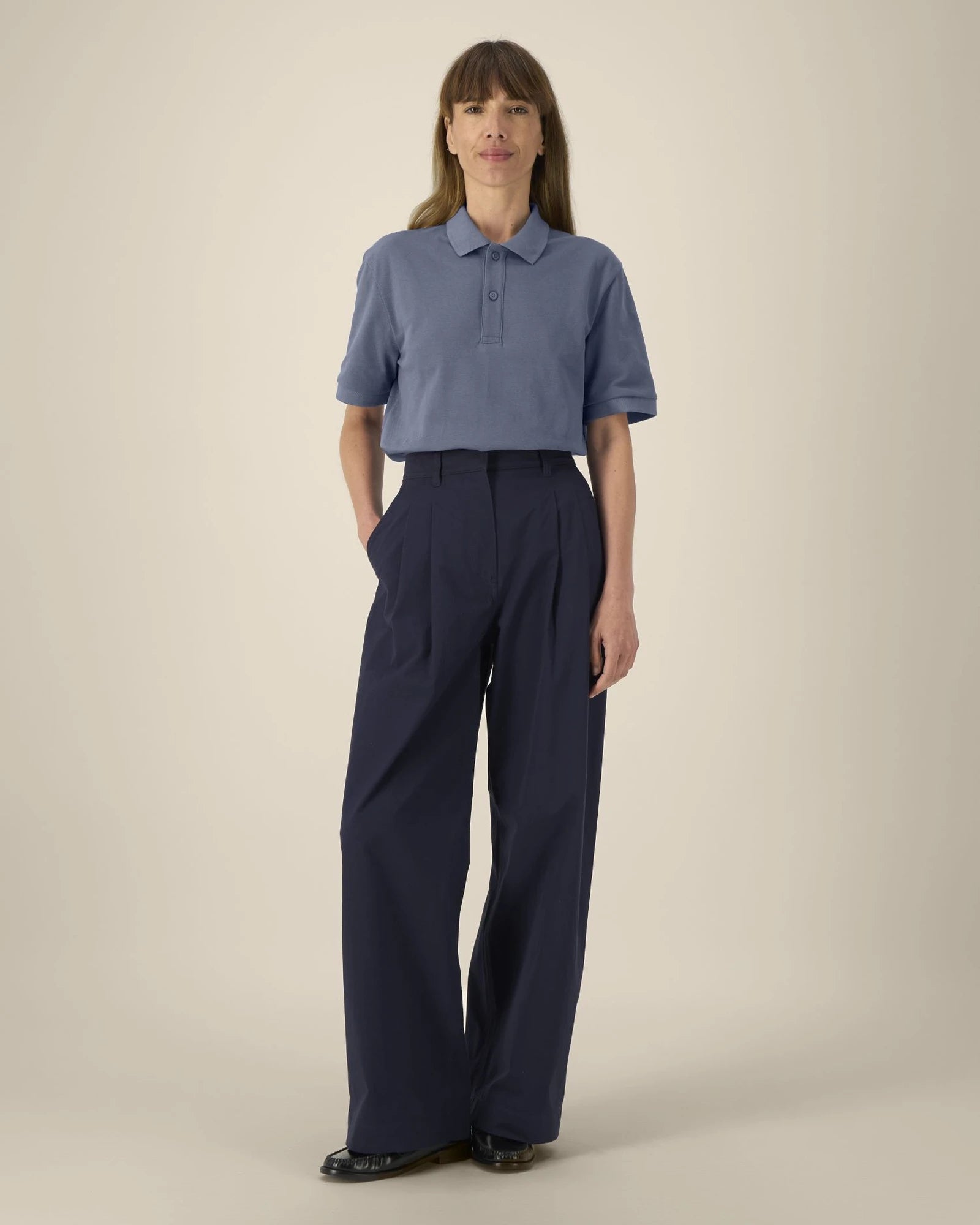 Polo maniche lunghe Stanley/Stella da personalizzare - Grigio blu