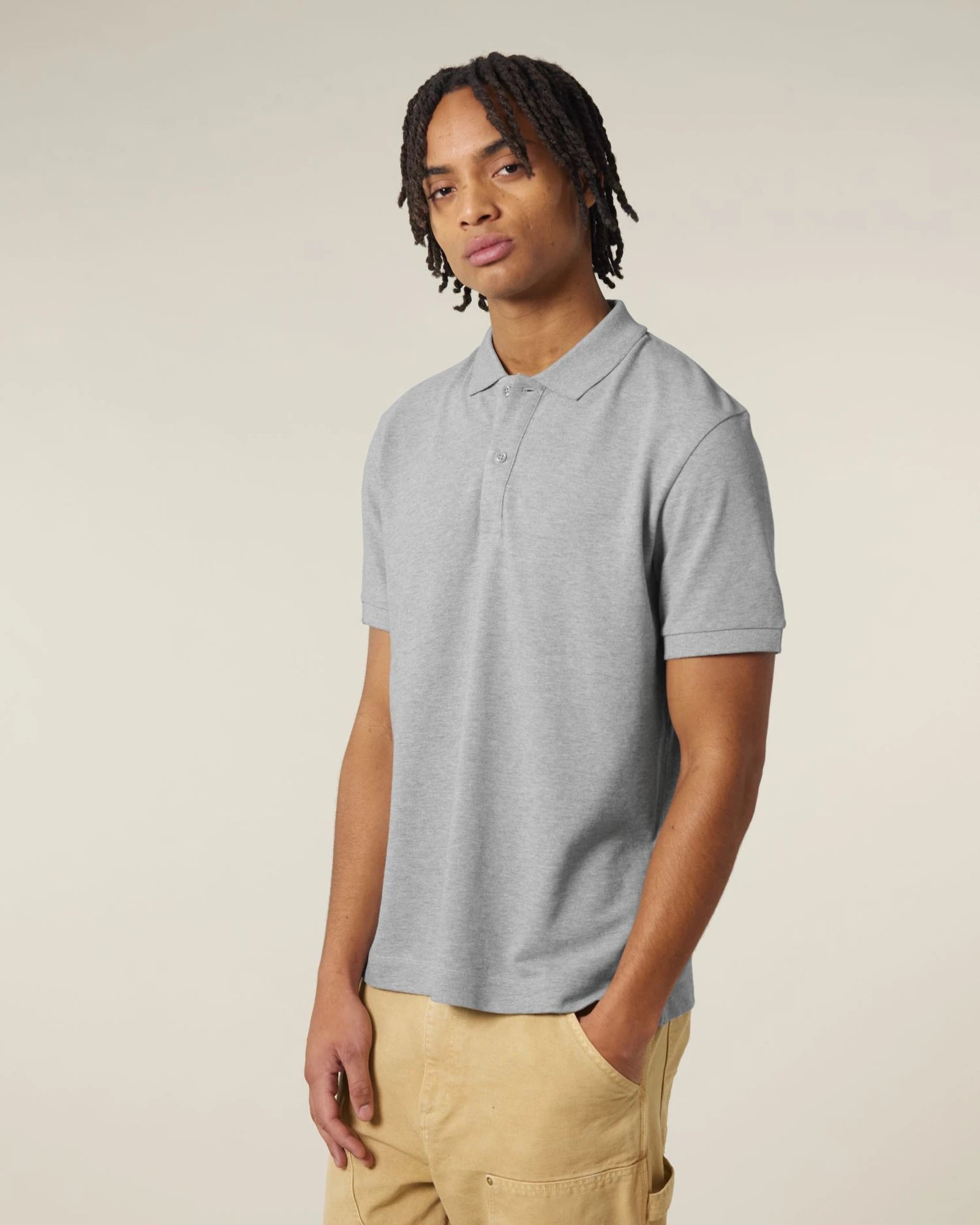 Polo maniche lunghe Stanley/Stella da personalizzare - Grigio melange