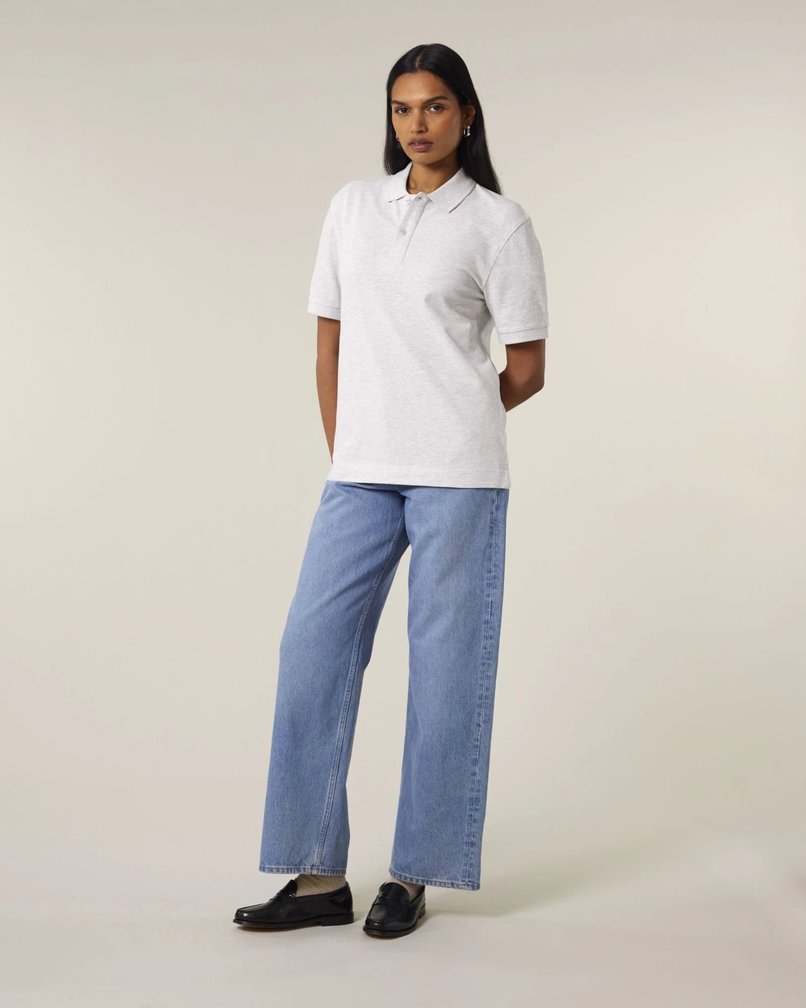 Polo maniche lunghe Stanley/Stella da personalizzare - grigio melange freddo