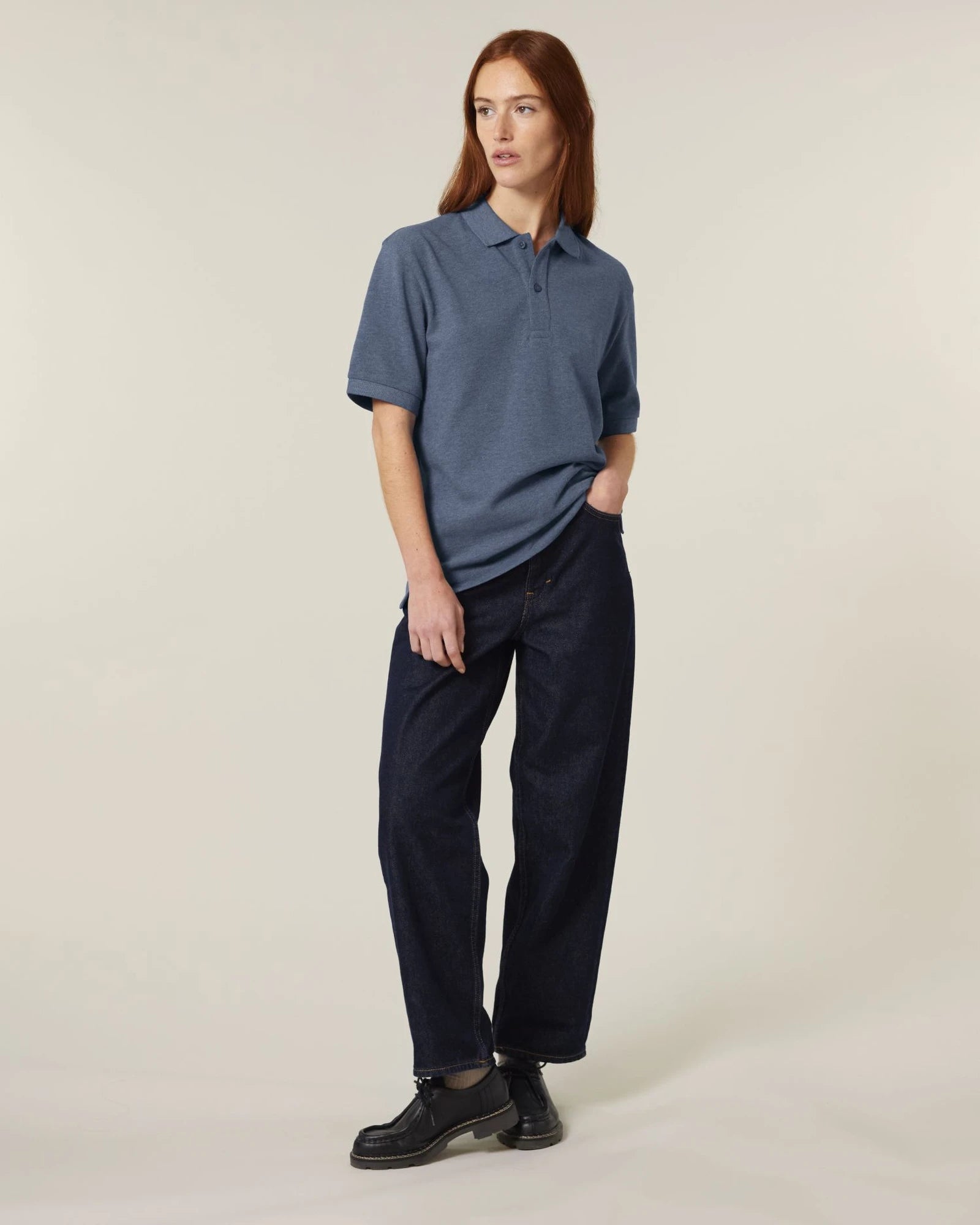 Polo maniche lunghe Stanley/Stella da personalizzare - Blu melange scuro