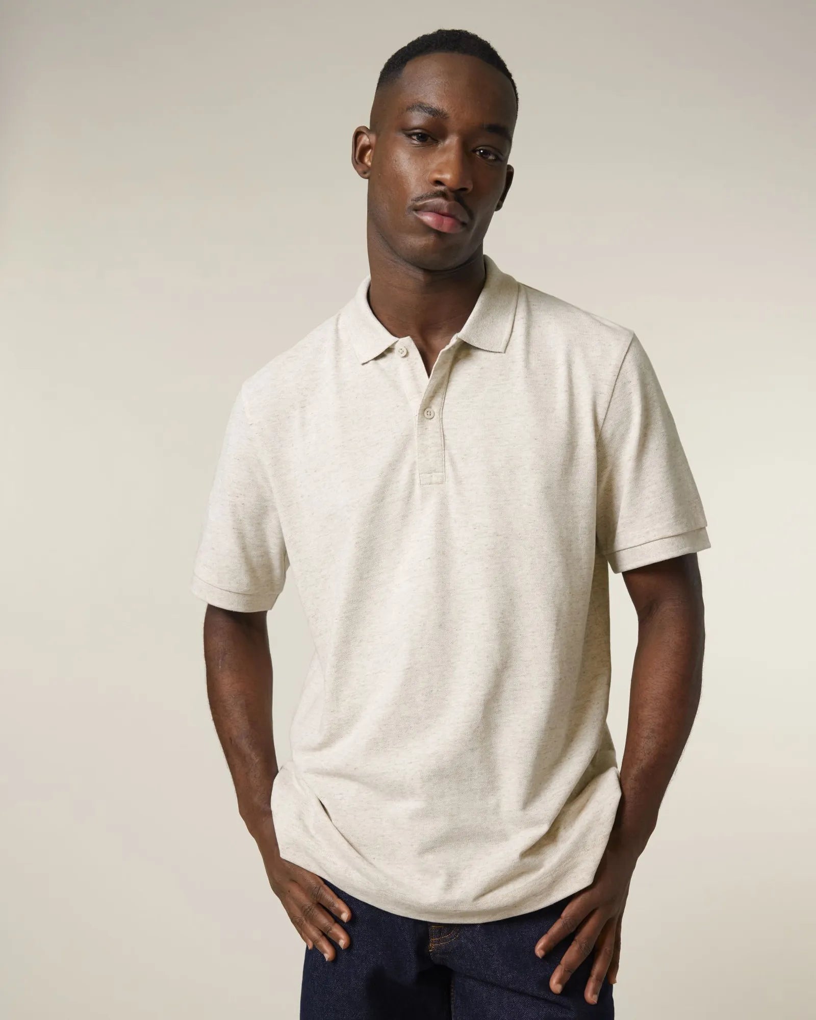 Polo maniche lunghe Stanley/Stella da personalizzare - Grigio Melange Eco