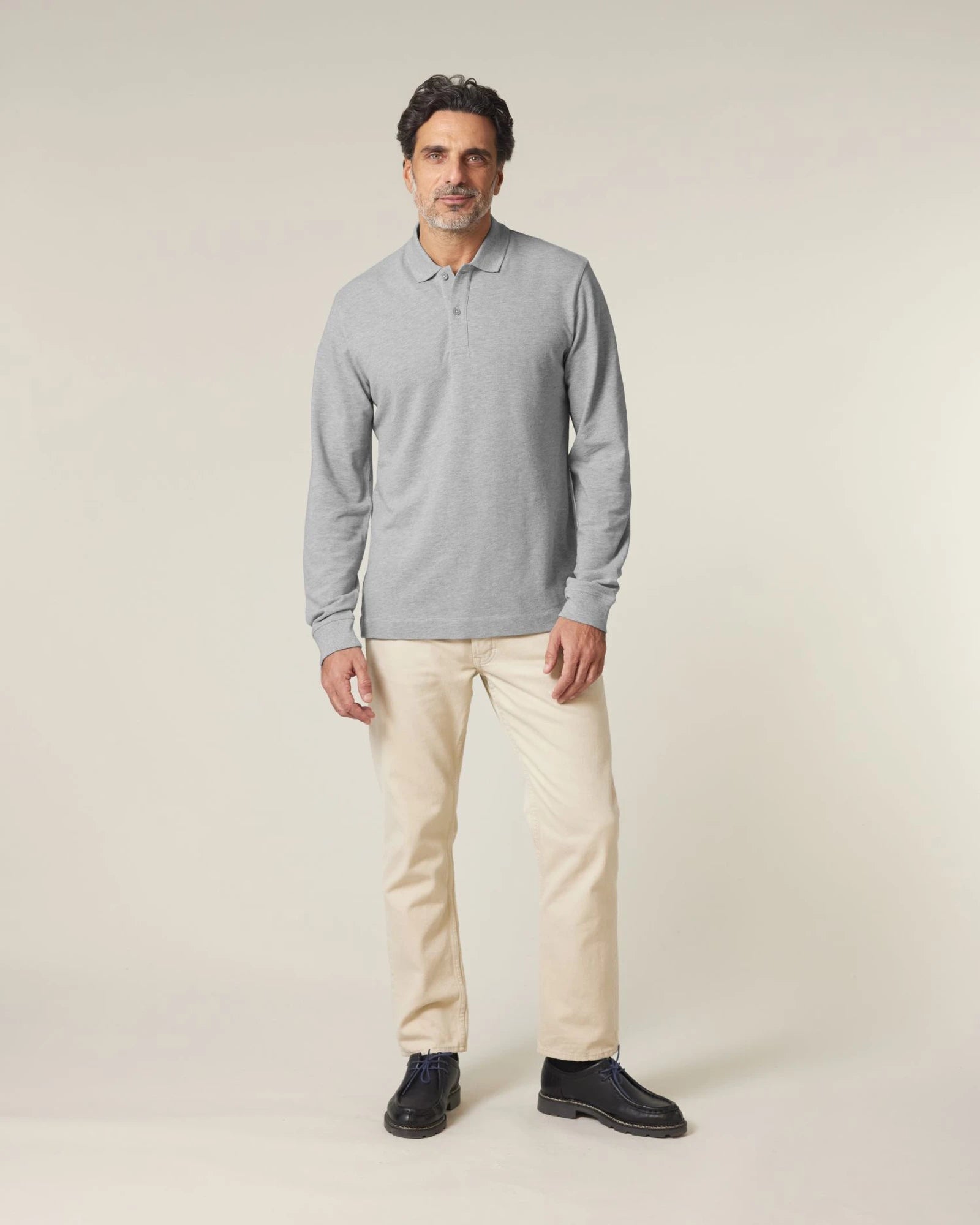 Polo maniche lunghe Stanley/Stella da personalizzare - Grigio melange