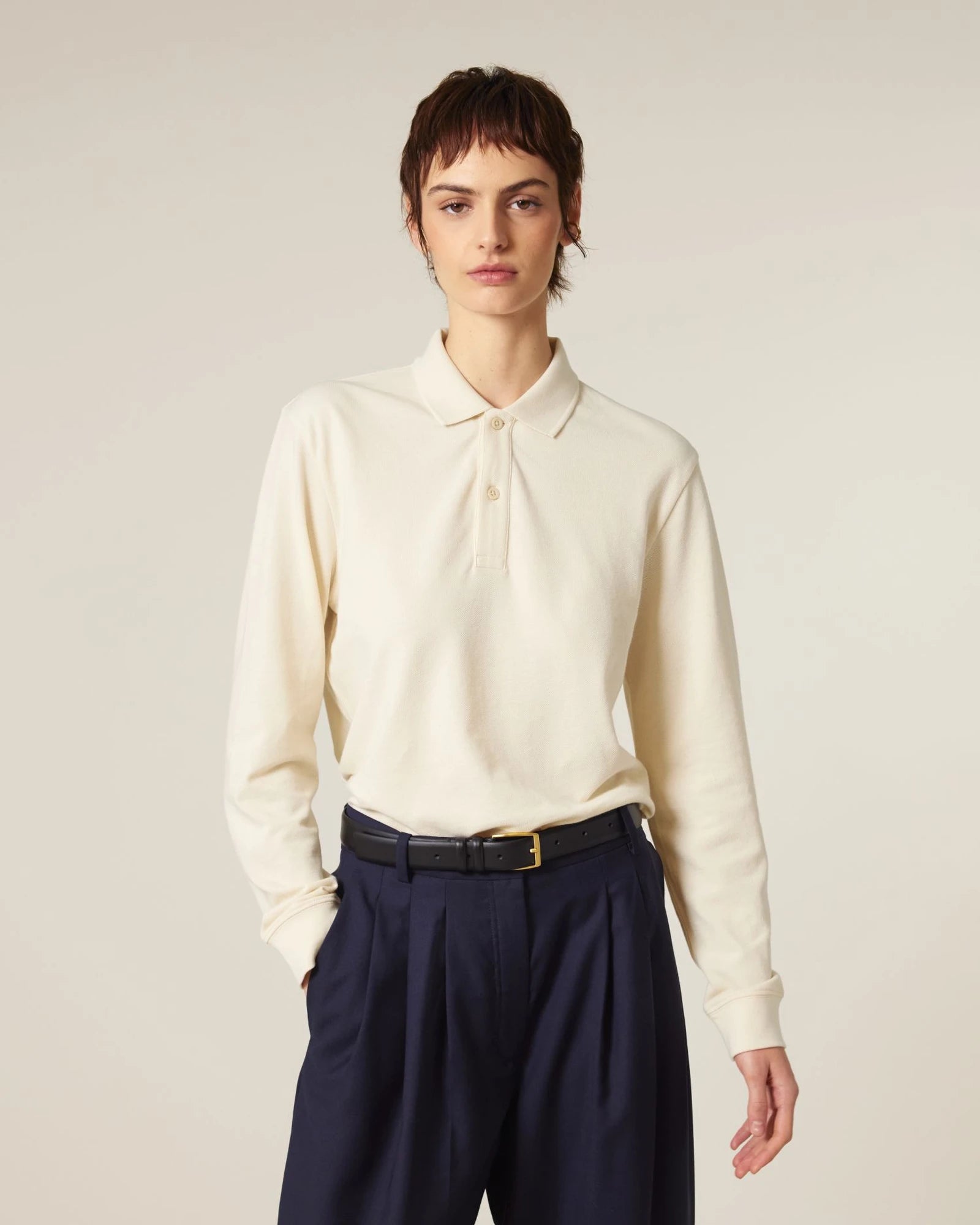 Polo maniche lunghe Stanley/Stella da personalizzare - grezzo naturale