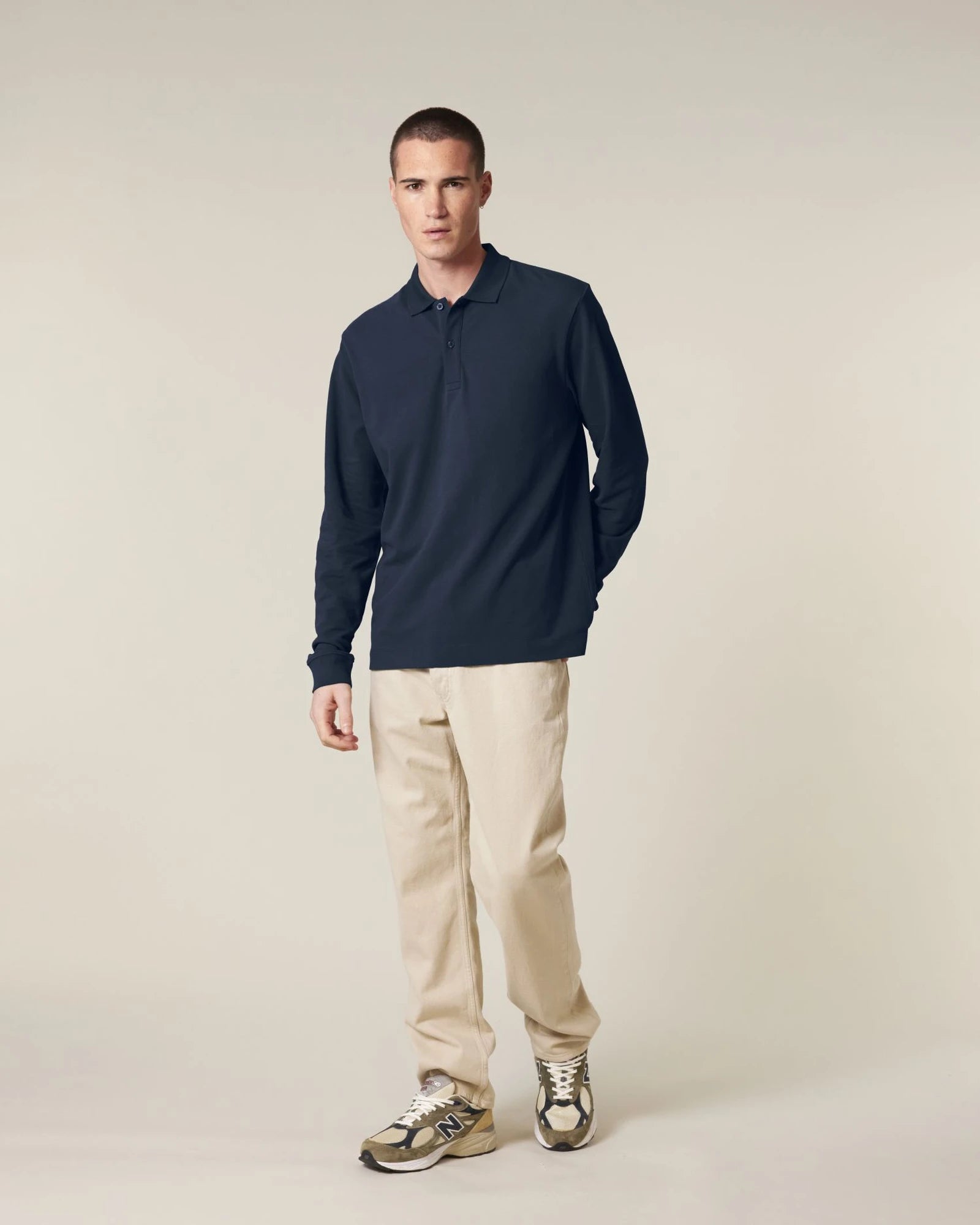 Polo maniche lunghe Stanley/Stella da personalizzare - Blu Navy