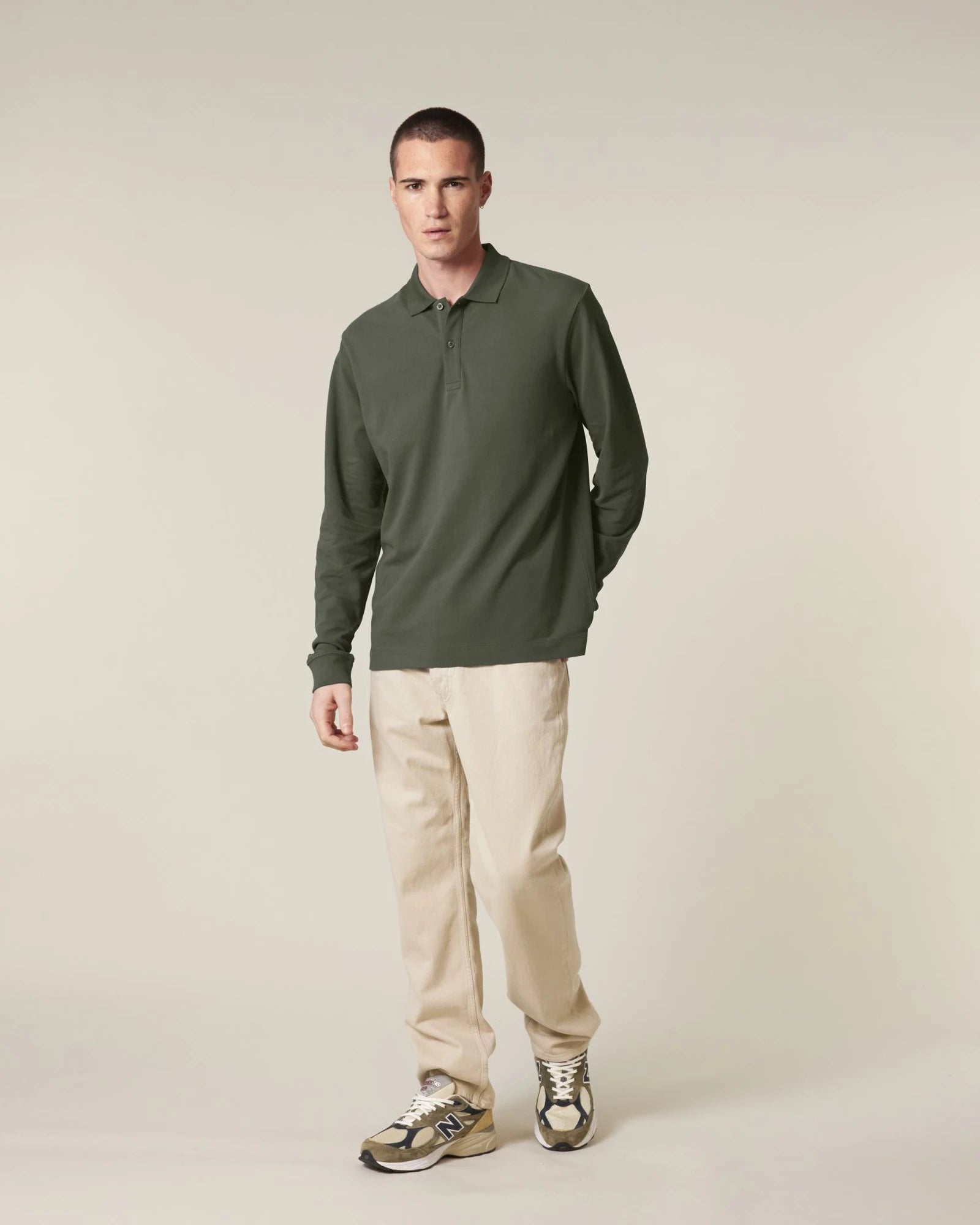 Polo maniche lunghe Stanley/Stella da personalizzare - Kaki